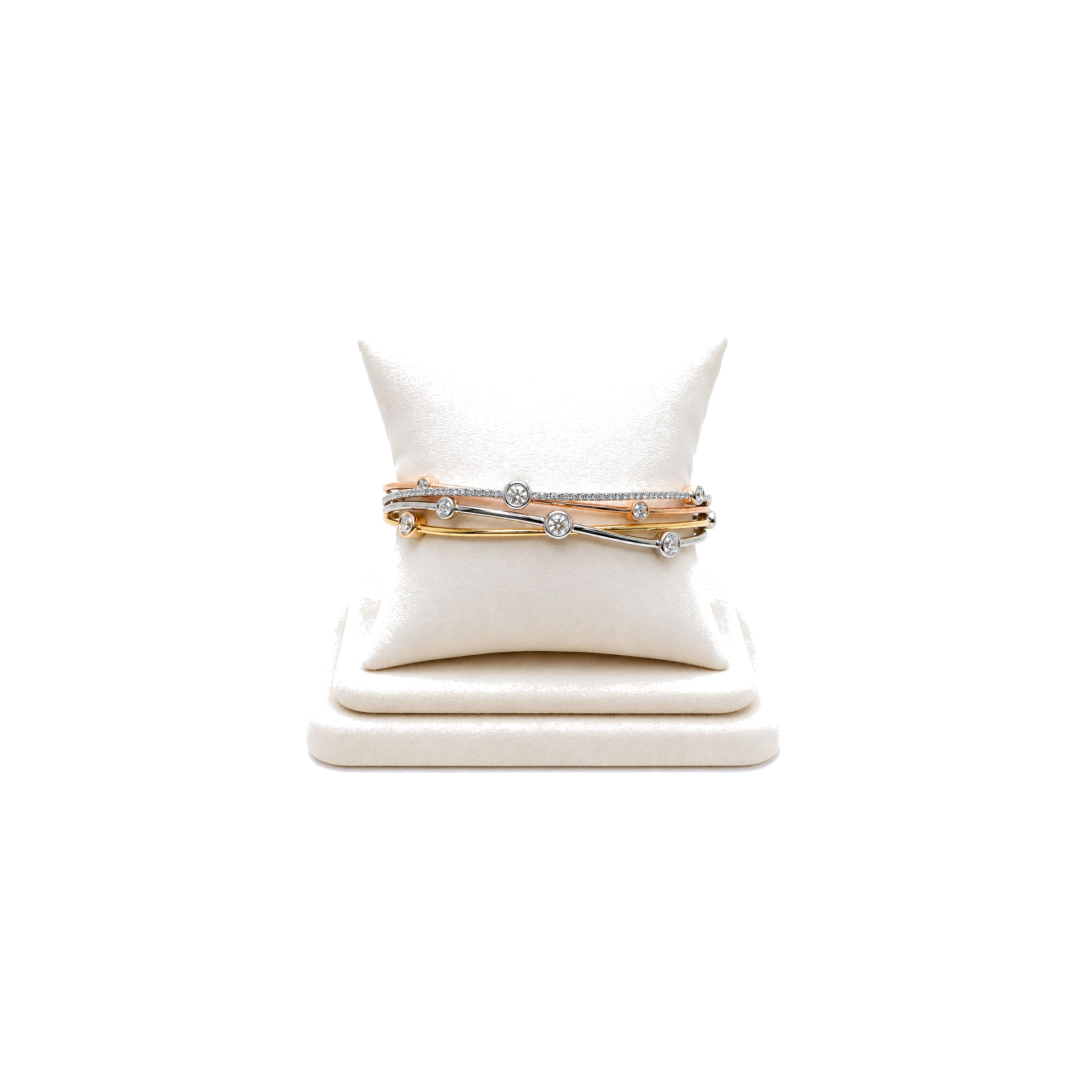 Tricolor 5 Row Diamond Bangle