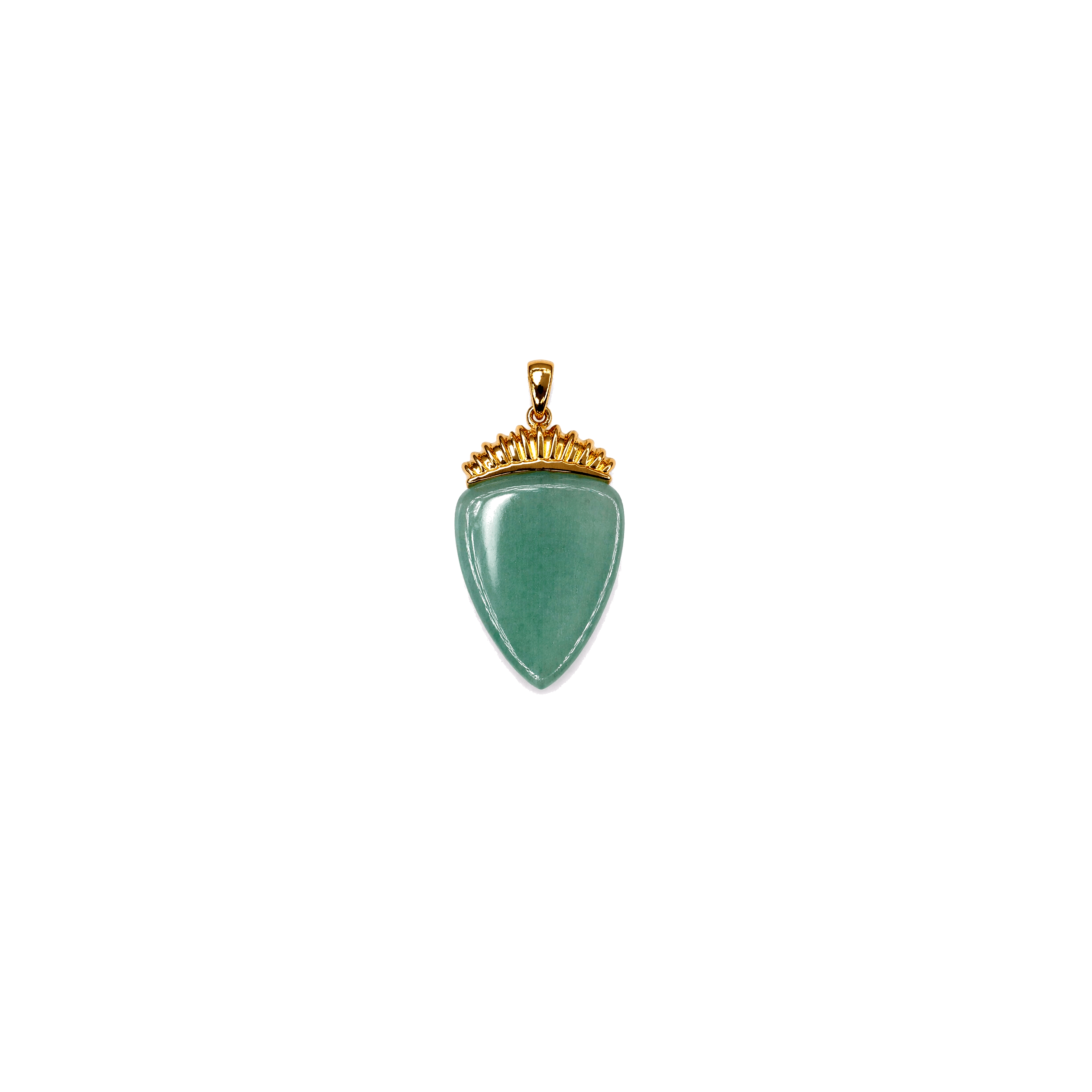 Yellow Gold Natural Jade and Diamond Pendant