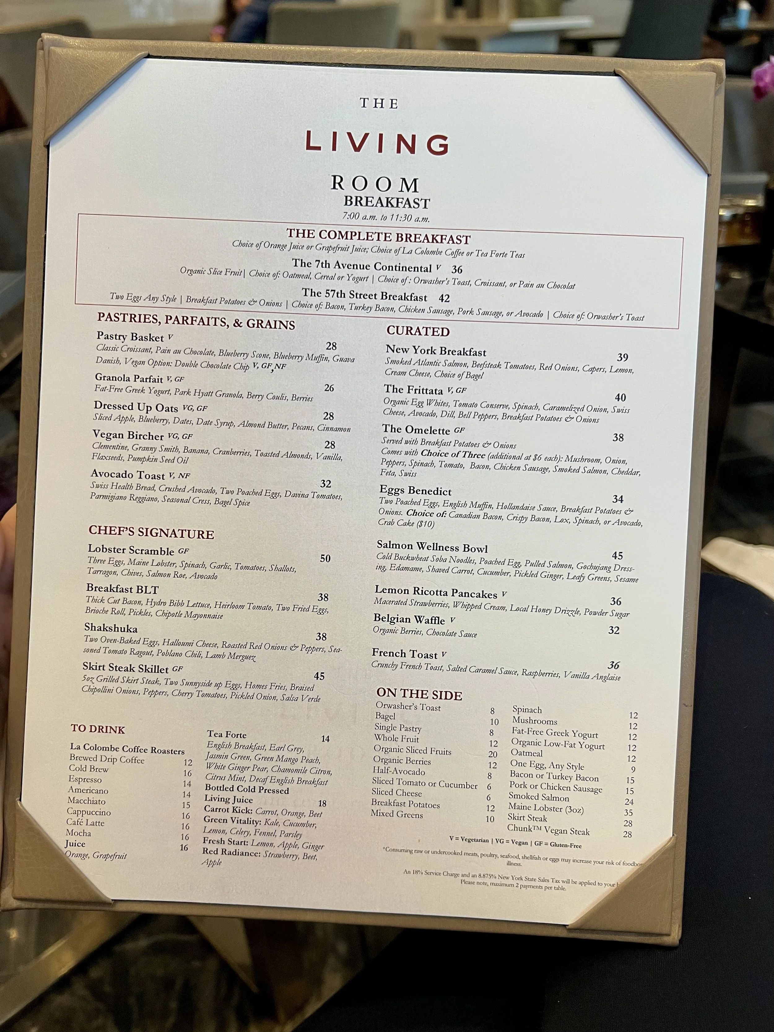 Park Hyatt New York, The Living Room restaurant