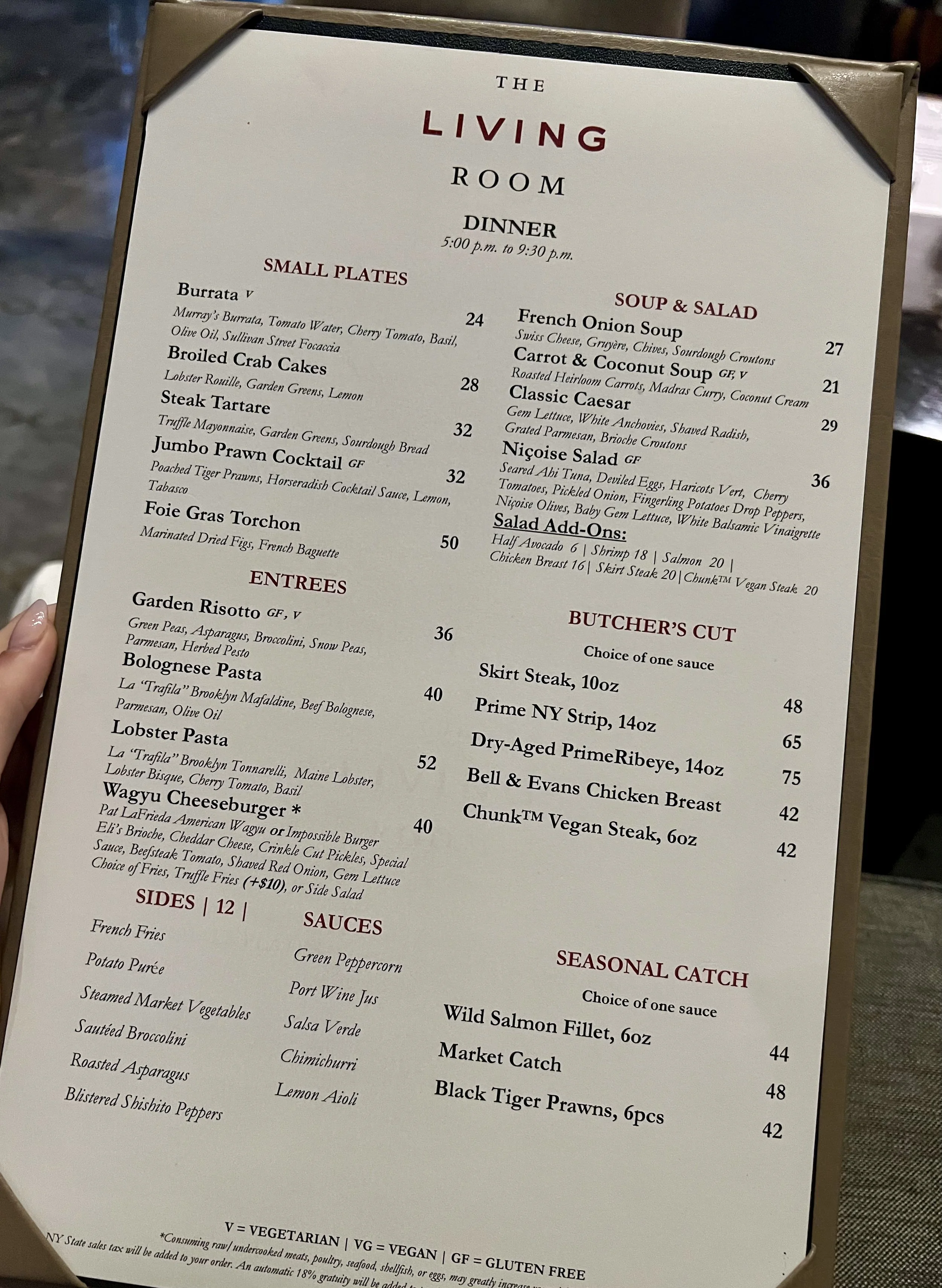 Park Hyatt New York, The Living Room restaurant