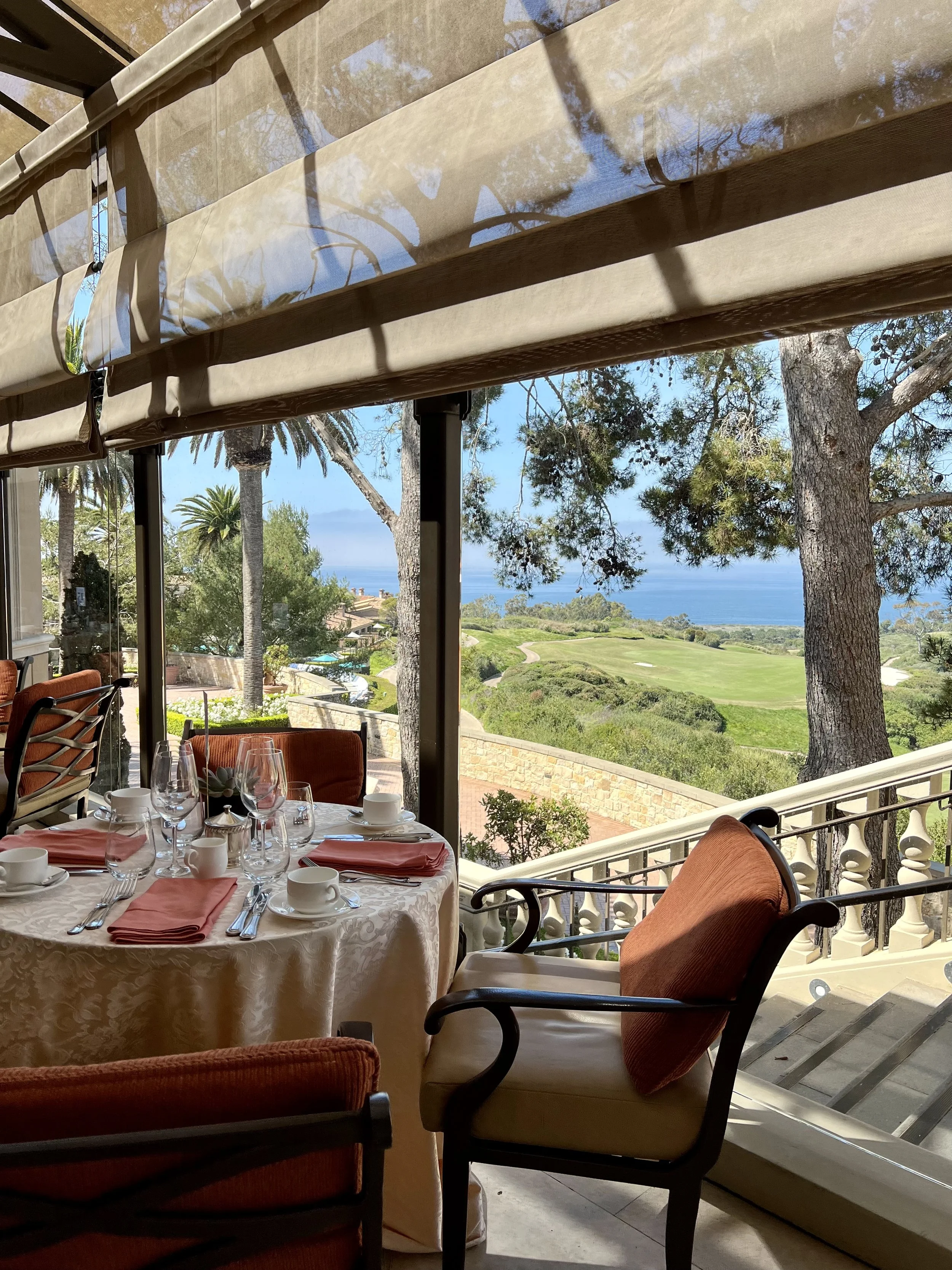 Pelican Hill Resort — The Great Room and in-room dining