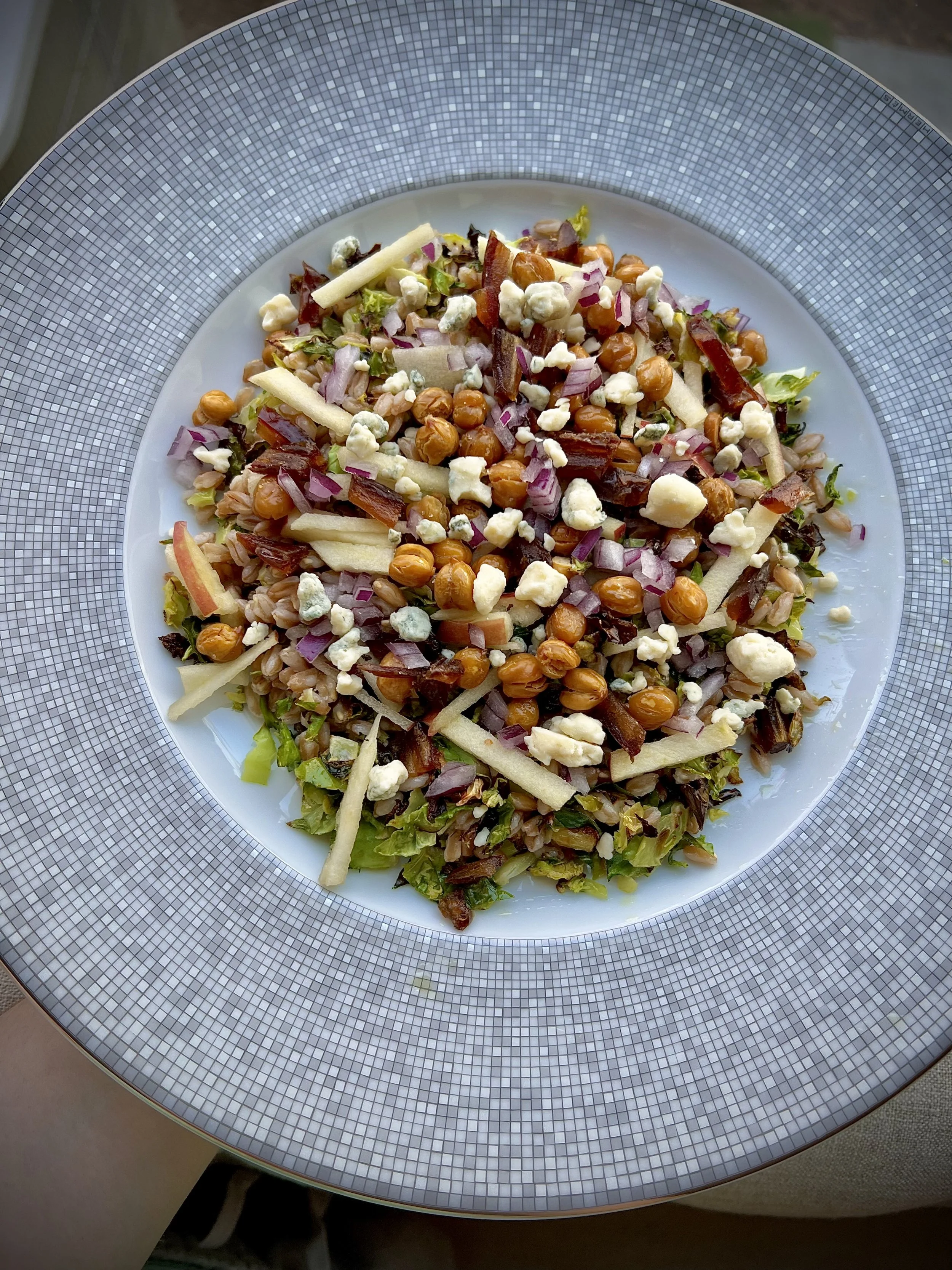 Recipe: Roasted Brussels Sprouts & Chickpea Salad with Blue Cheese, Dates & Apples