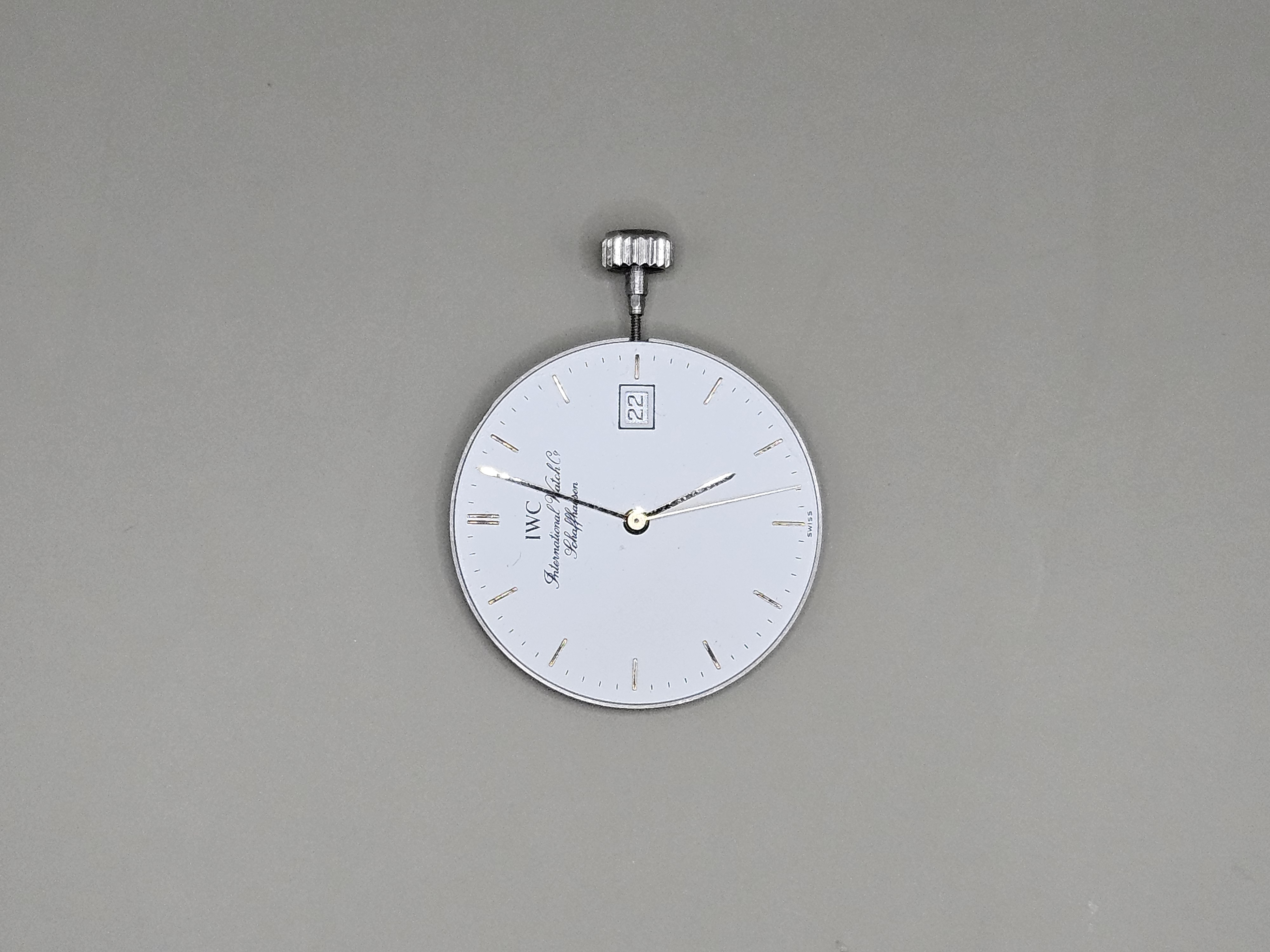 Genuine IWC Caliber 2210 Quartz Movement – Complete with White Portofino-Style Dial, Hands & Crown – Working Parts