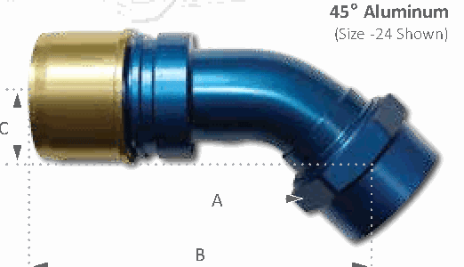 PL Press Lock Fitting - 45° JIC Female, Double Swivel -24 2-1/8"