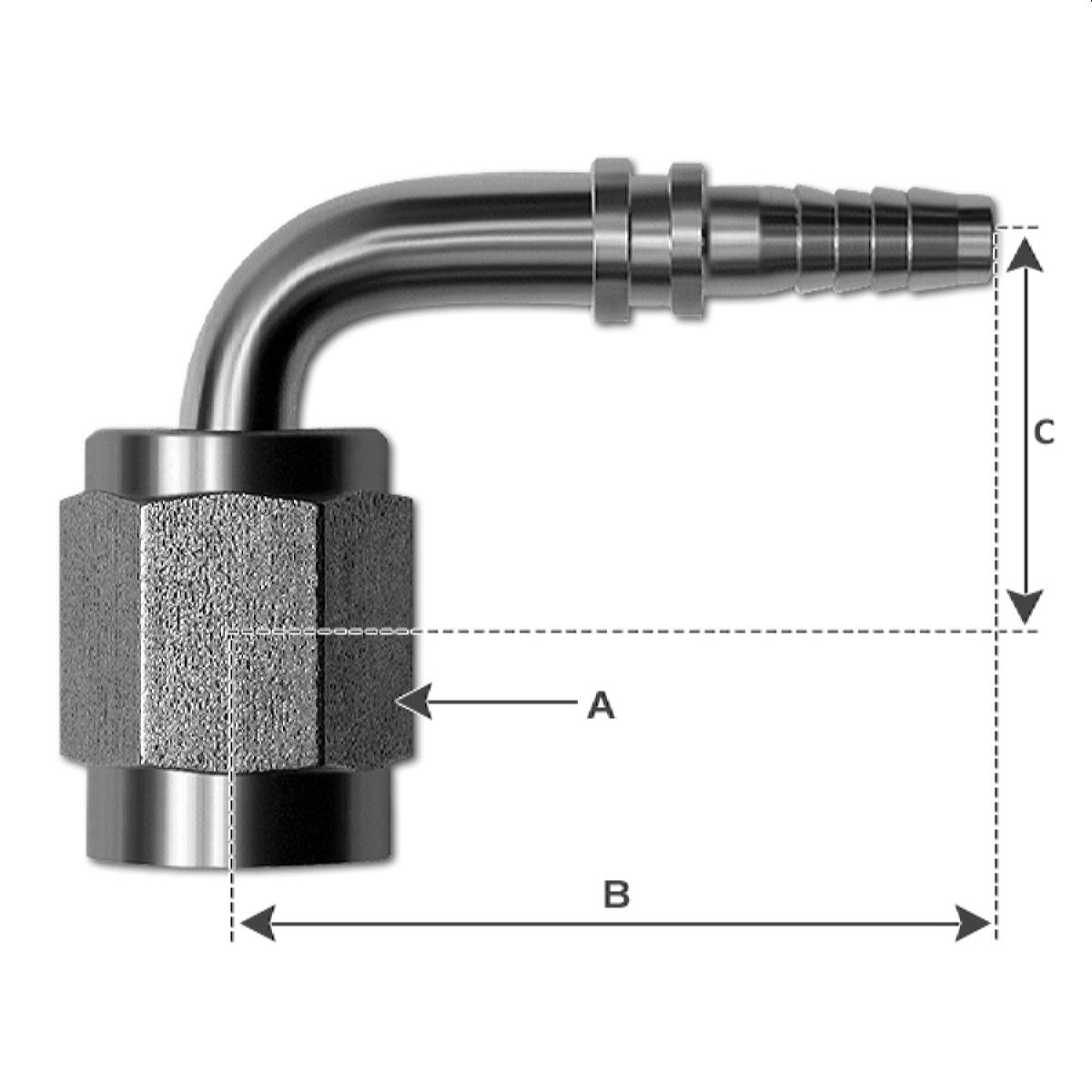 Smooth Bore Crimp Fitting - 90° JIC Female