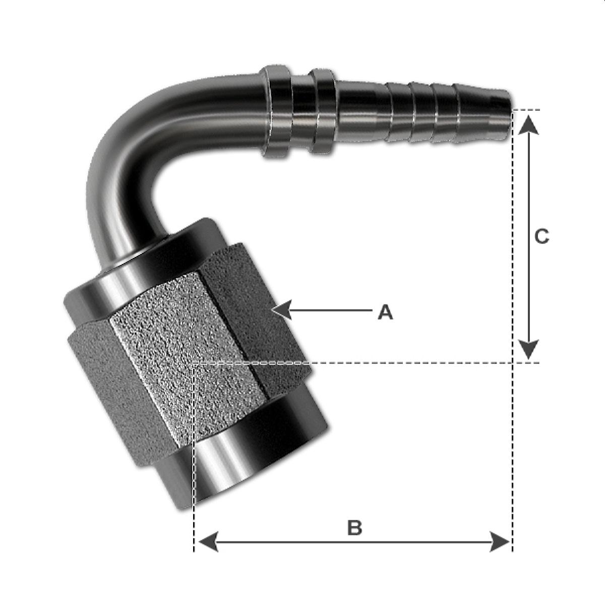 Smooth Bore Crimp Fitting - 120° JIC Female