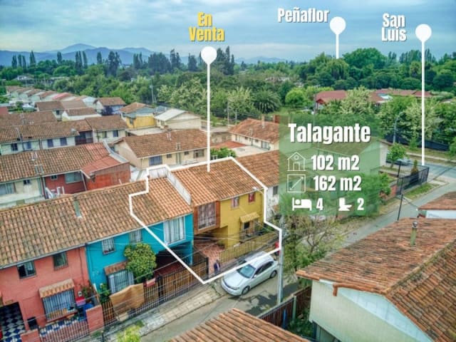 Casa con jardin en venta en Talagante, 4 dormitorios, 162 m² — vista principal