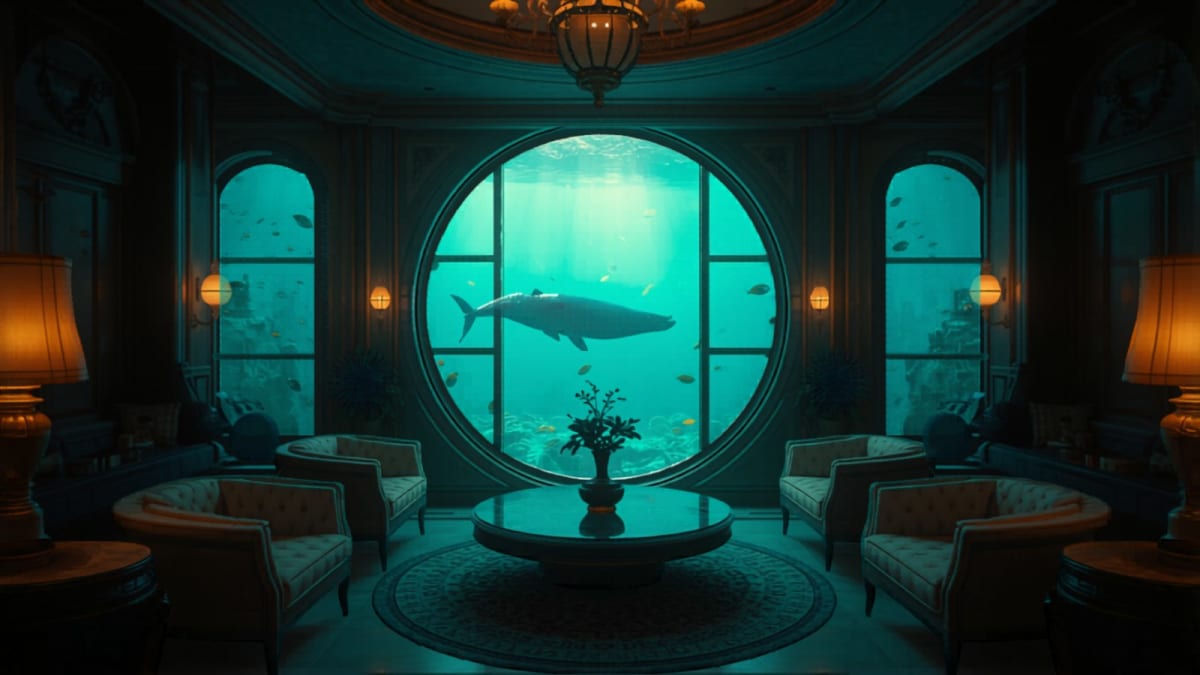 Salón art déco de un departamento único bajo el mar — lo raro te hace valioso · tasación Divergente