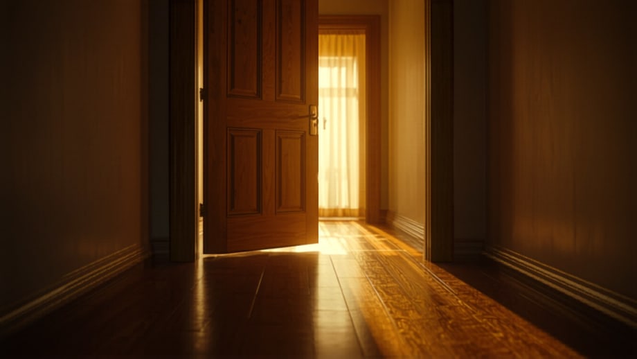 Cómo terminar un arriendo en buena: puerta abierta con las llaves puestas y luz dorada