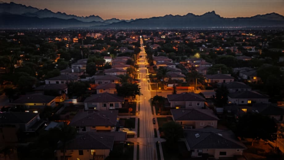 Vista aérea de un barrio chileno: casas parecidas, ventas reales