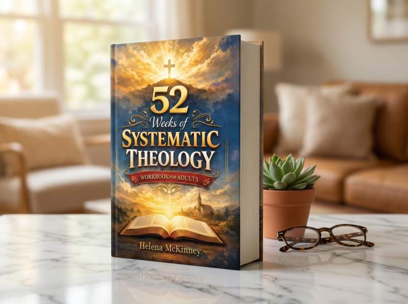 The complete 52 Weeks of Systematic Theology system beautifully arranged — workbook, audiobook, study companion, memory cards, and discussion guide — ready to ship
