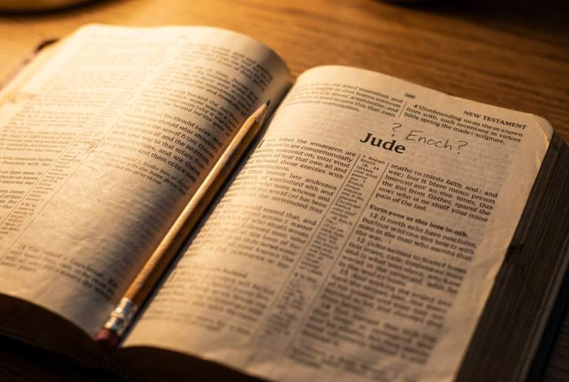 Close-up detail of the Ethiopian Bible's interior pages showing ancient scripture text with rich amber tones
