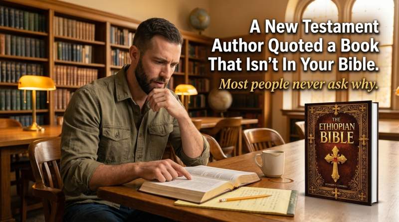 A man pauses mid-verse in a quiet reading room, discovering a citation that most readers pass over without noticing what it implies