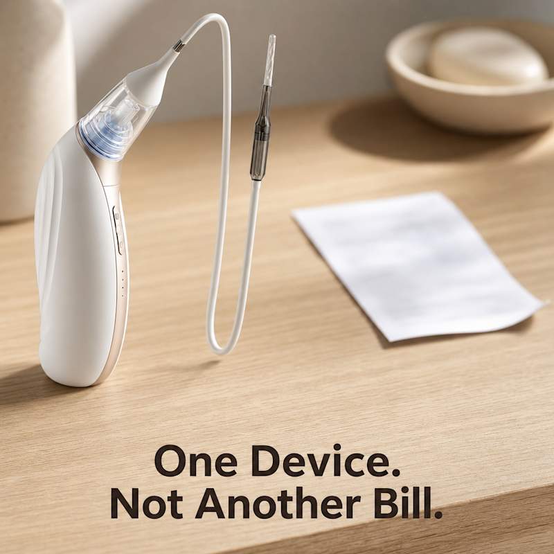 Vacurio device beside a generic paper bill stand-in