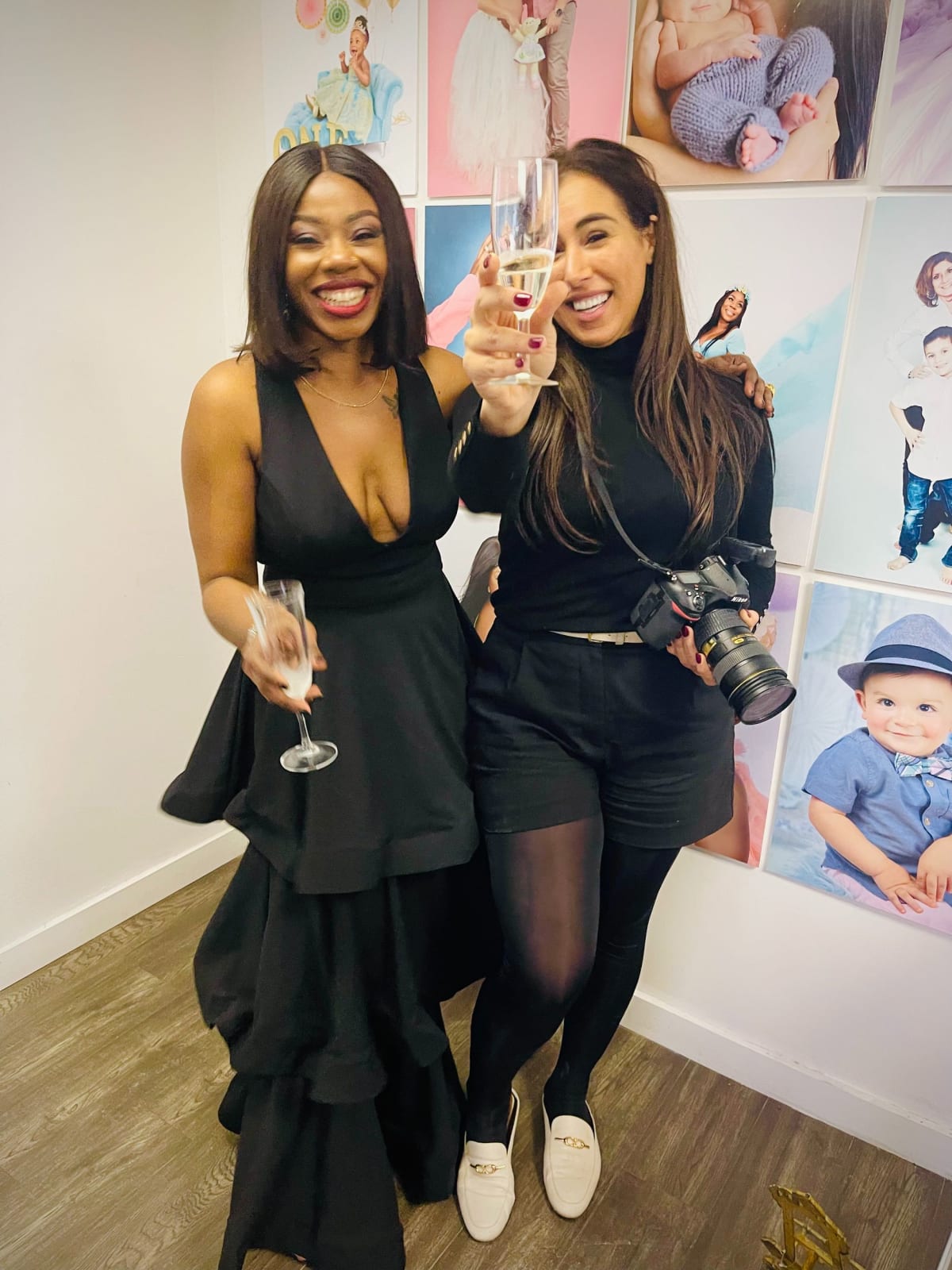 Behind the scenes at Armane Photography — Dana celebrating with client at studio
