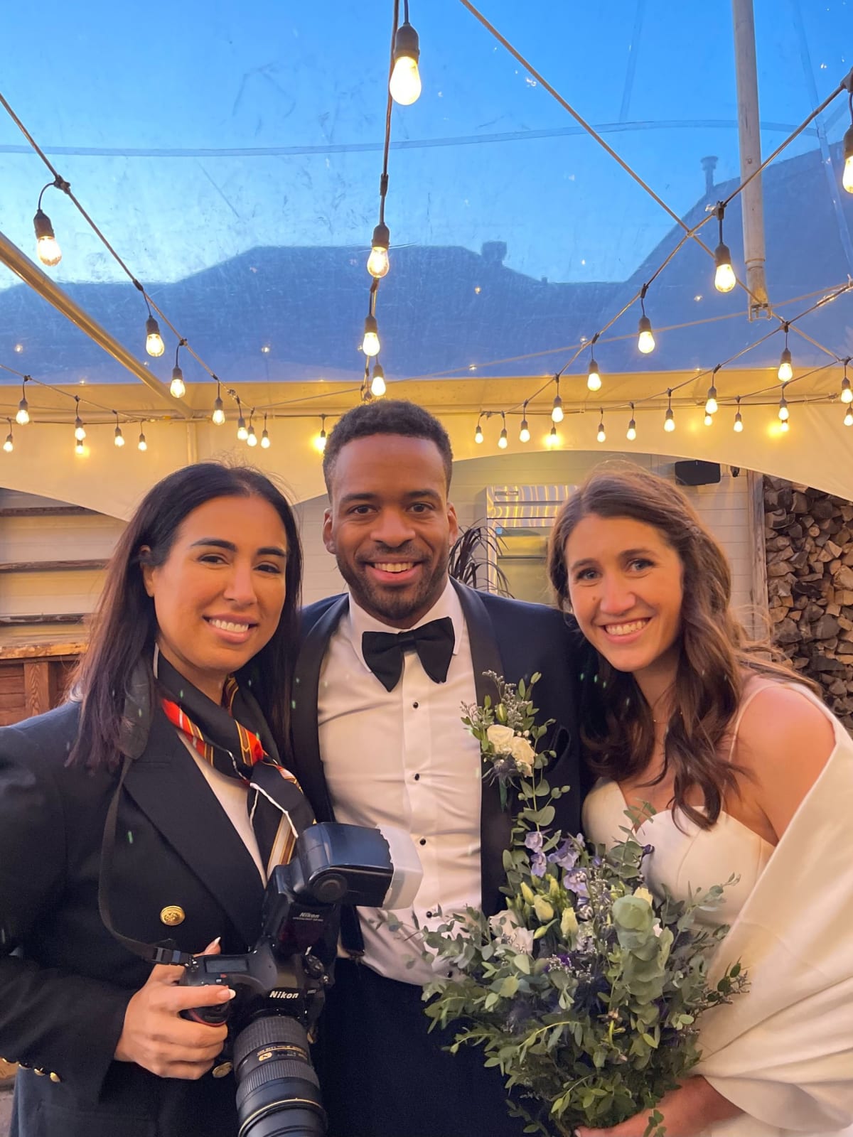 Dana Sefati with wedding couple — Montreal wedding photographer behind the scenes