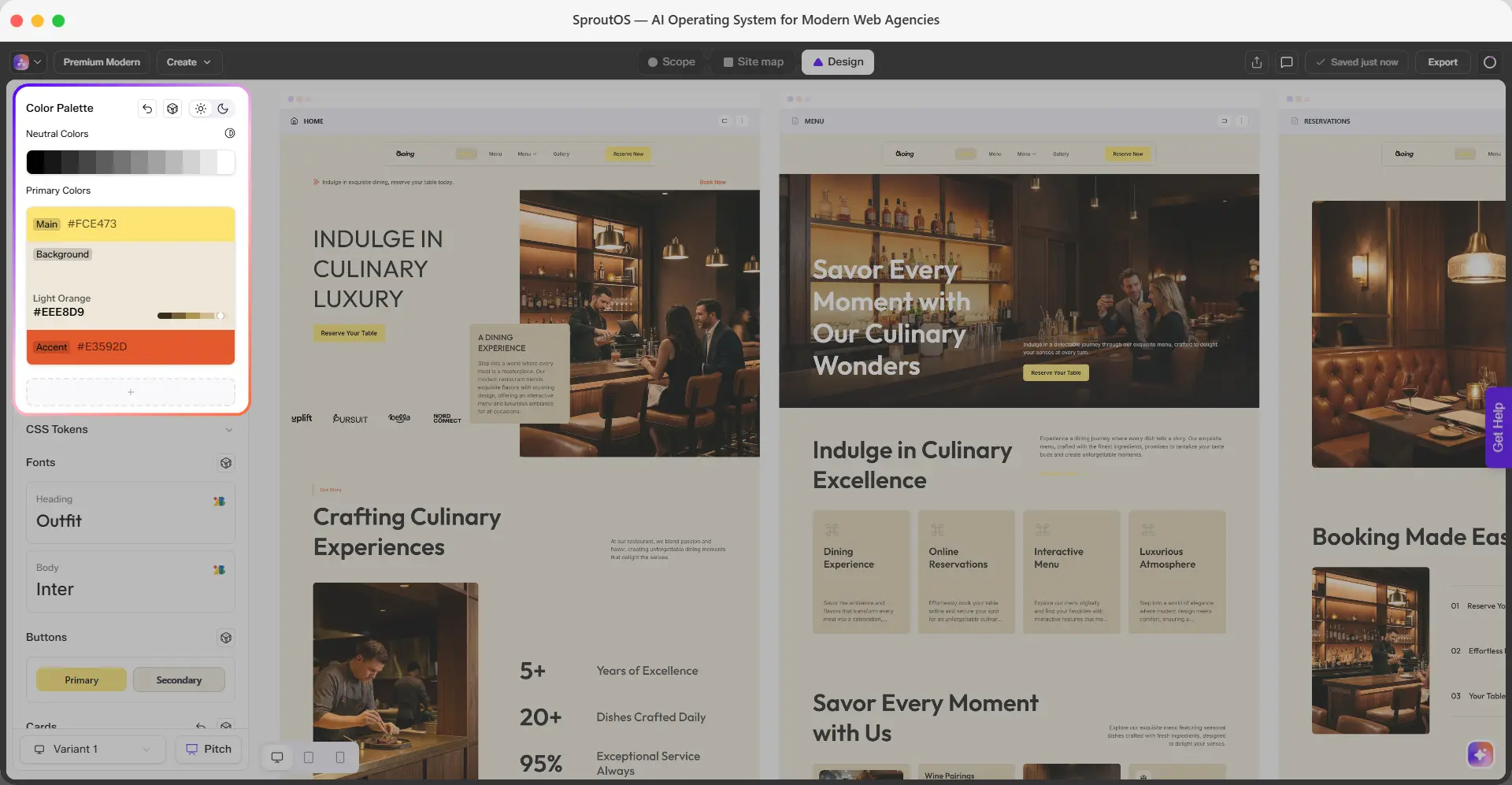 Color Palette panel showing industry palette categories and color customization options