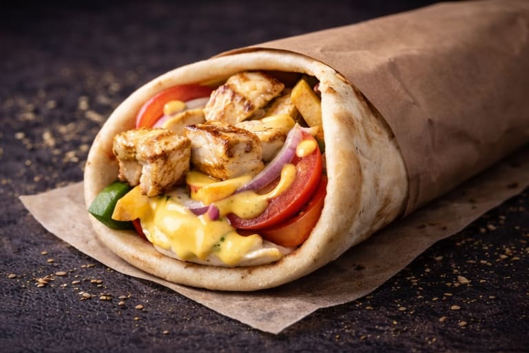 Chicken skewer wrap