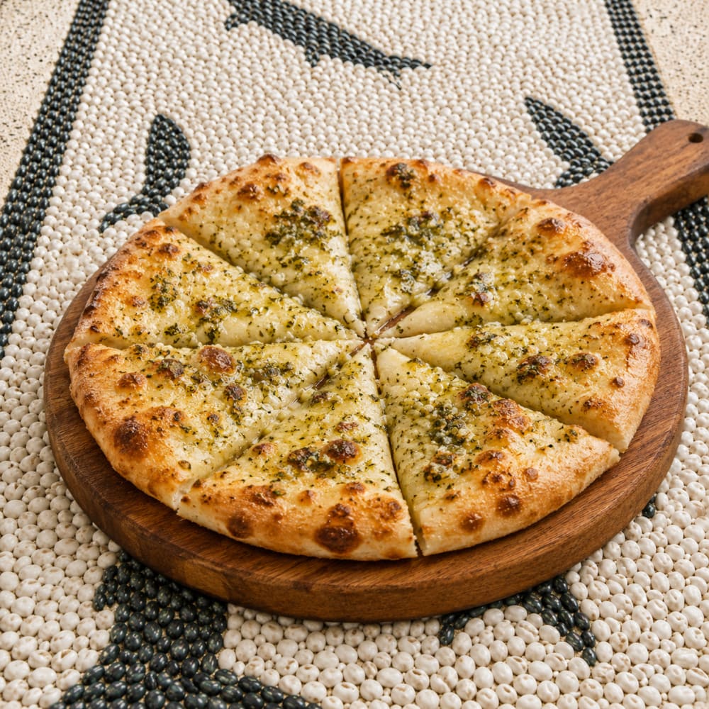 Garlic bread with fresh pizza dough