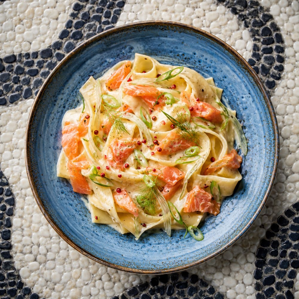 Salmon pappardelle