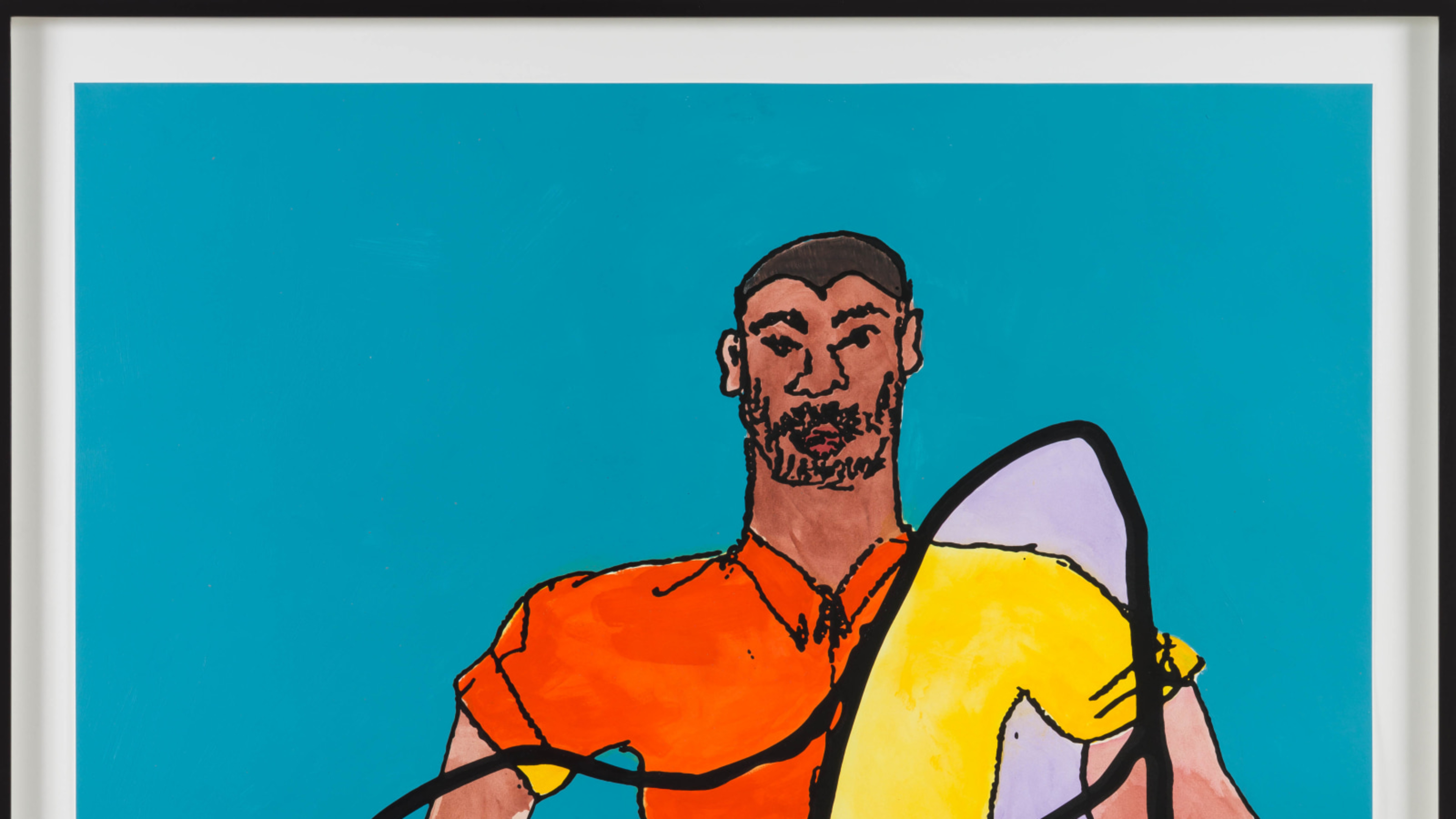 At Home - Man in Two Toned Shirt in Blue Room