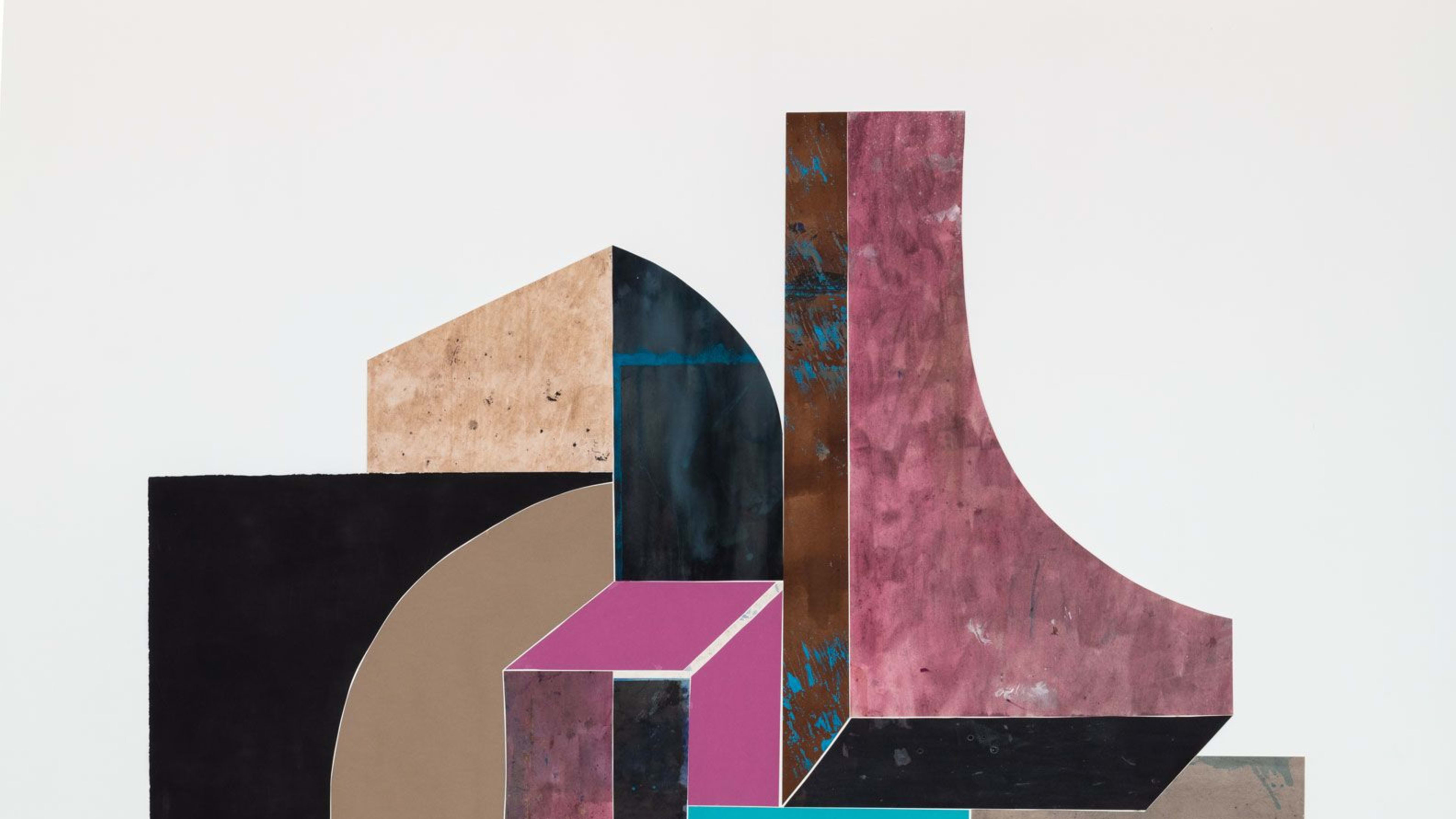 Untitled (floor paper, 2 large curves with drop shadows)