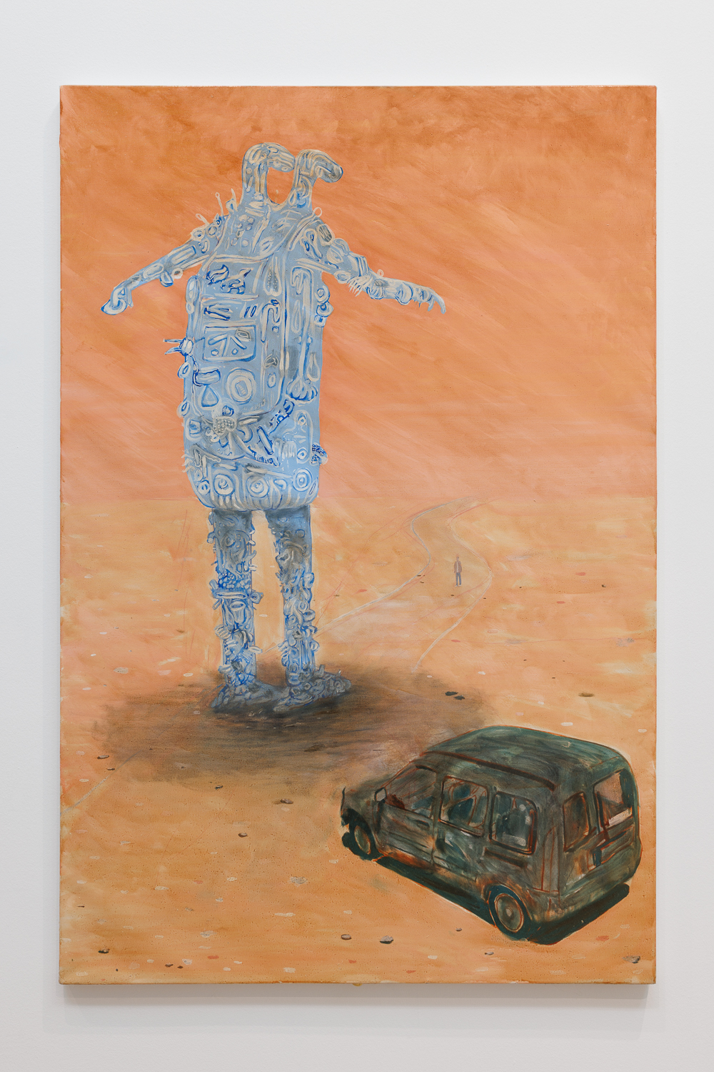 Artist drives over in Kangoo to check damage to his Monument to Resilience