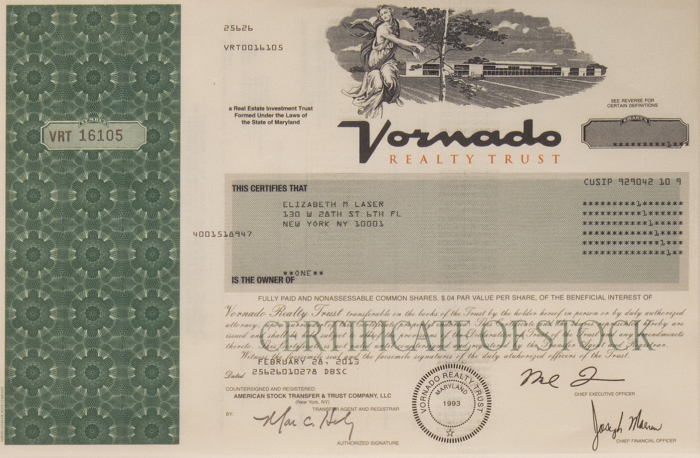 Certificate of Stock Share in The Armory Show