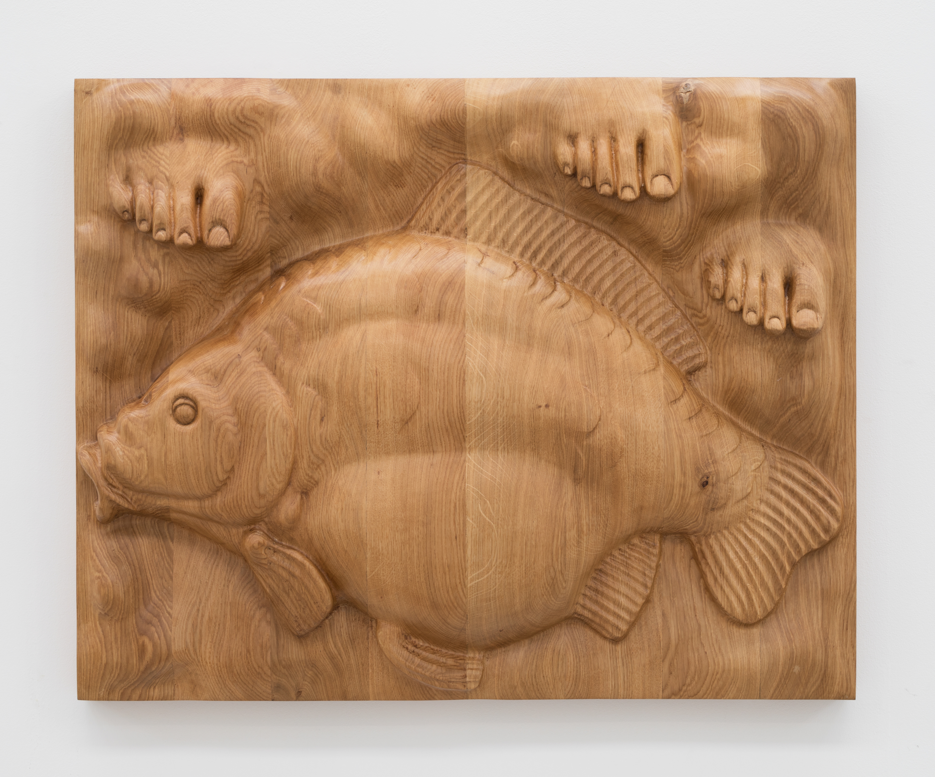 Oak relief with mirror carp and feet
