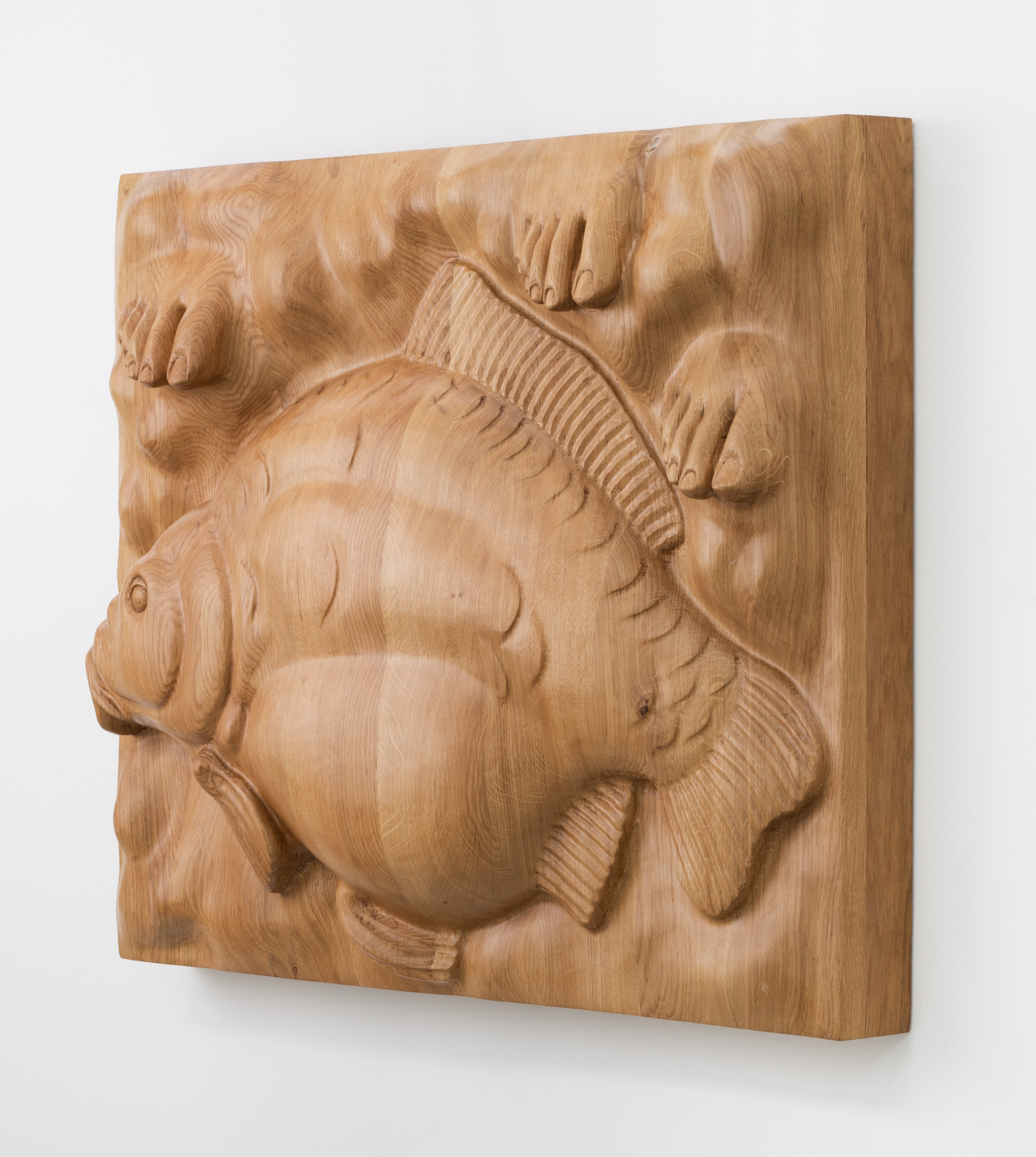 Oak relief with mirror carp and feet