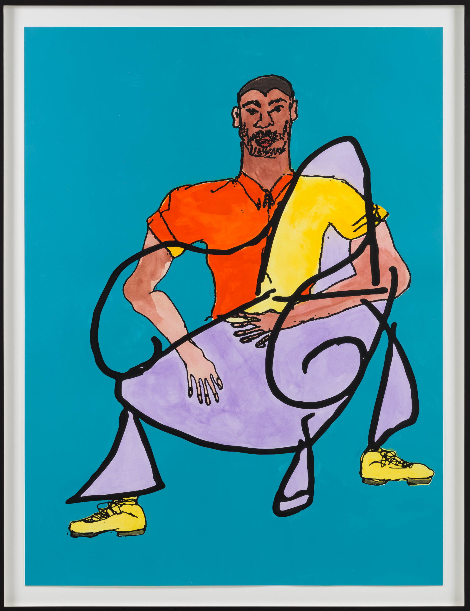At Home - Man in Two Toned Shirt in Blue Room