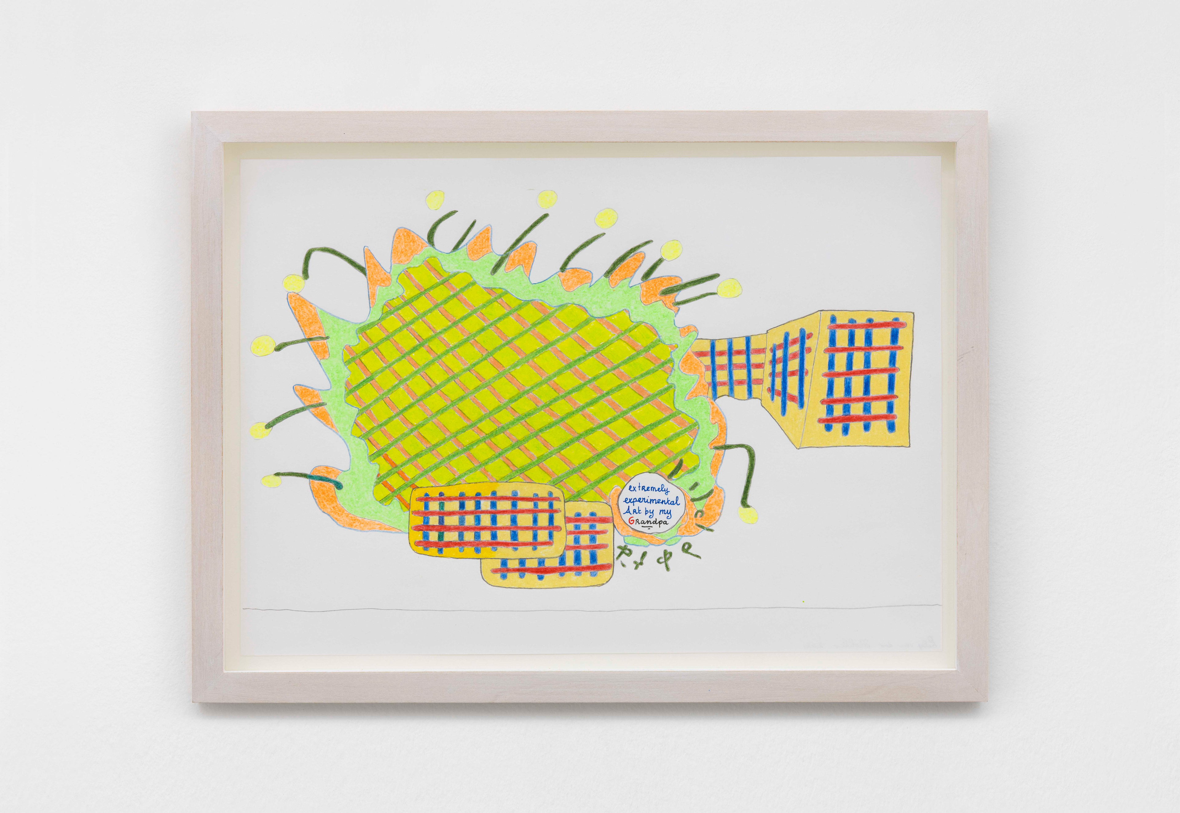 Extremely Experimental Art by my grandpa (design for wallpainting with wooden object sticking out)