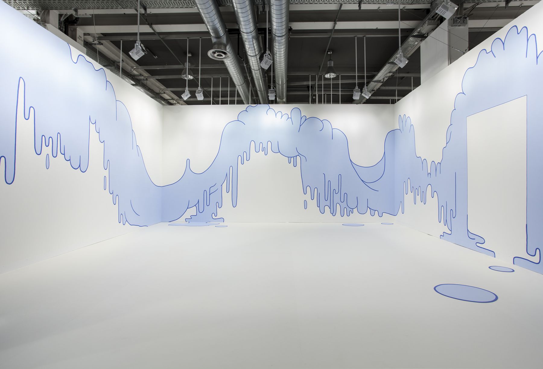 Blue Blob Drip Wallpainting