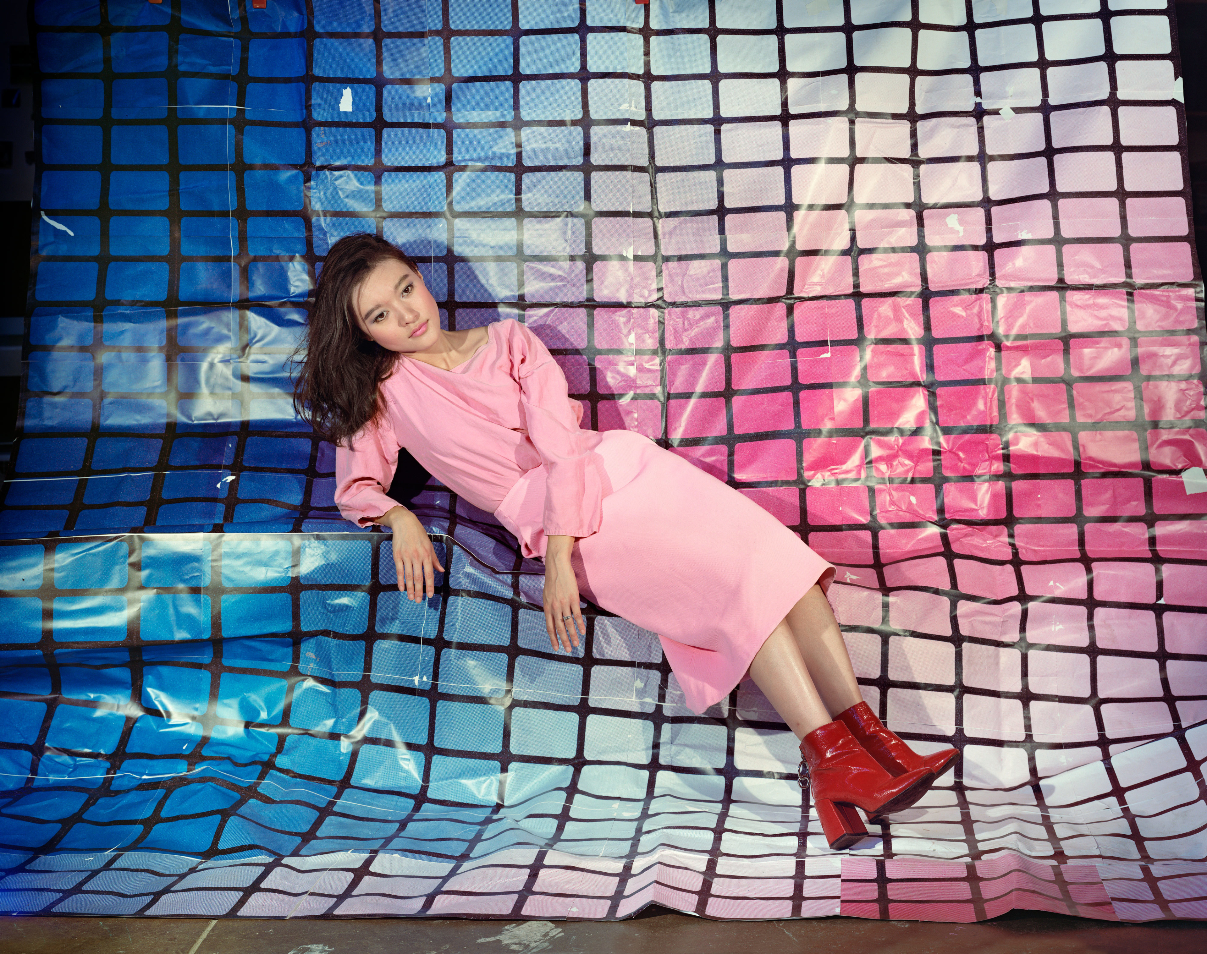Tracy (Pink Grid Look Down)