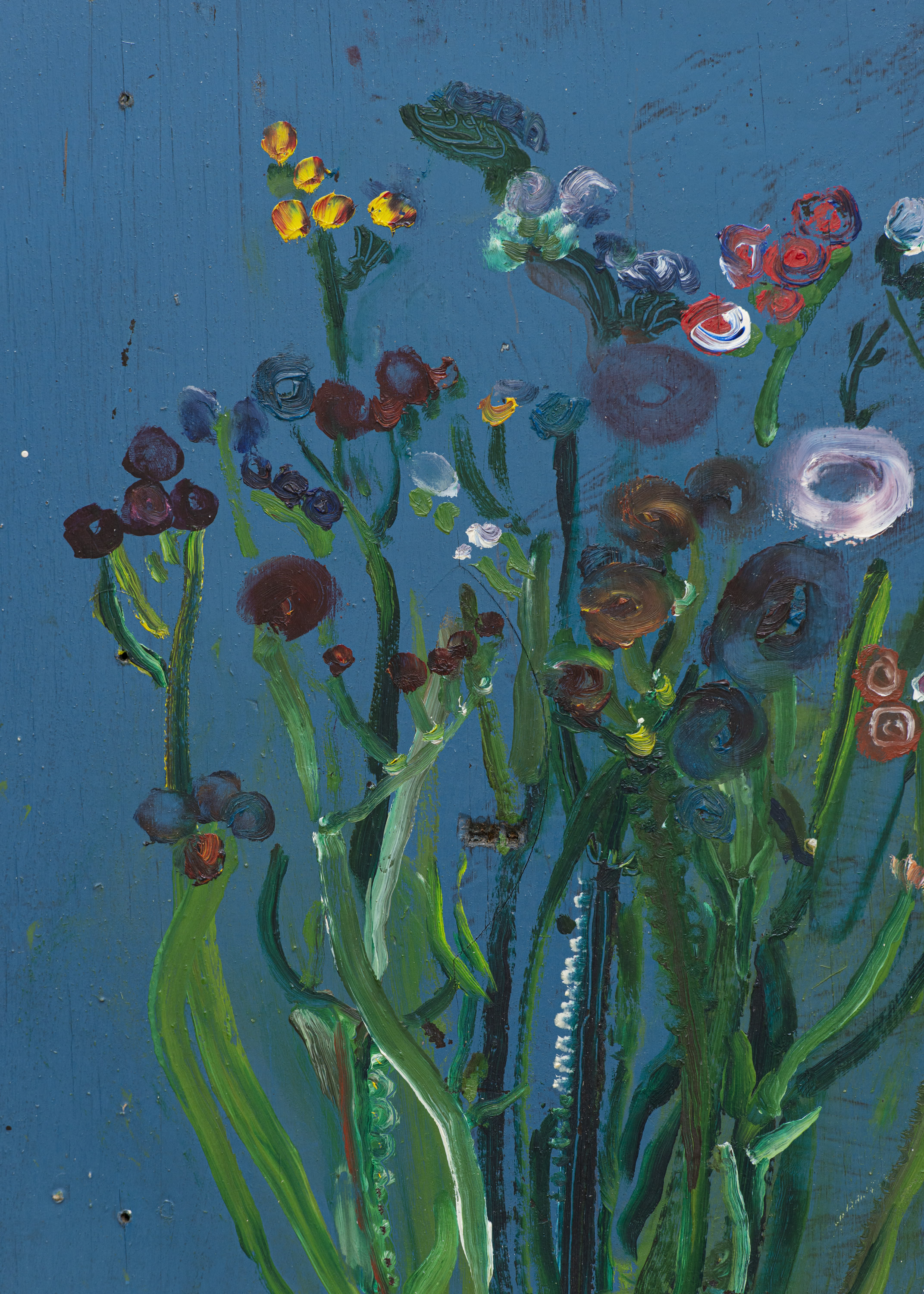 No title [Bouquet on Blue Background]