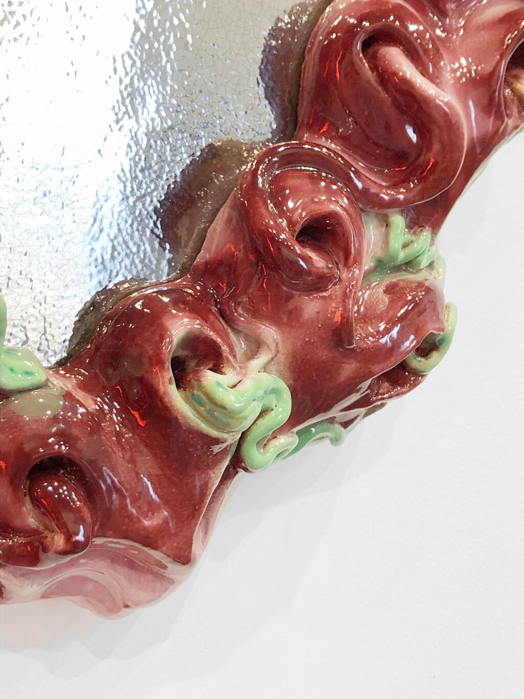 Fondant broken heart worms' meat mirror