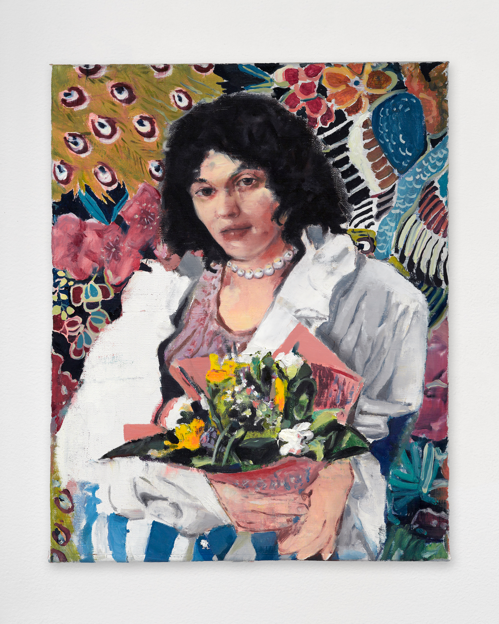 Untitled (Girl with Flowers and Peacock)