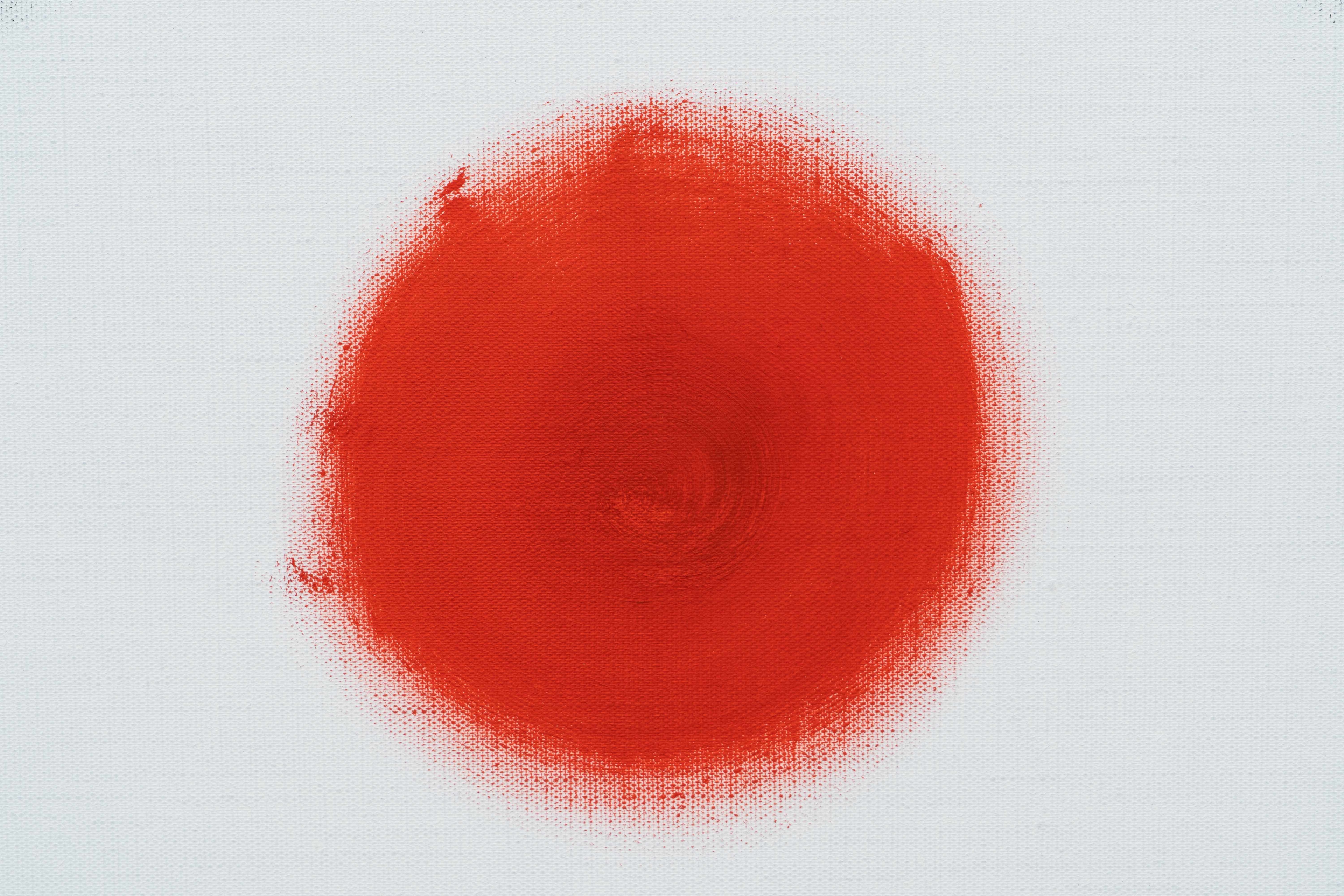 Untitled (red and black dots on white)