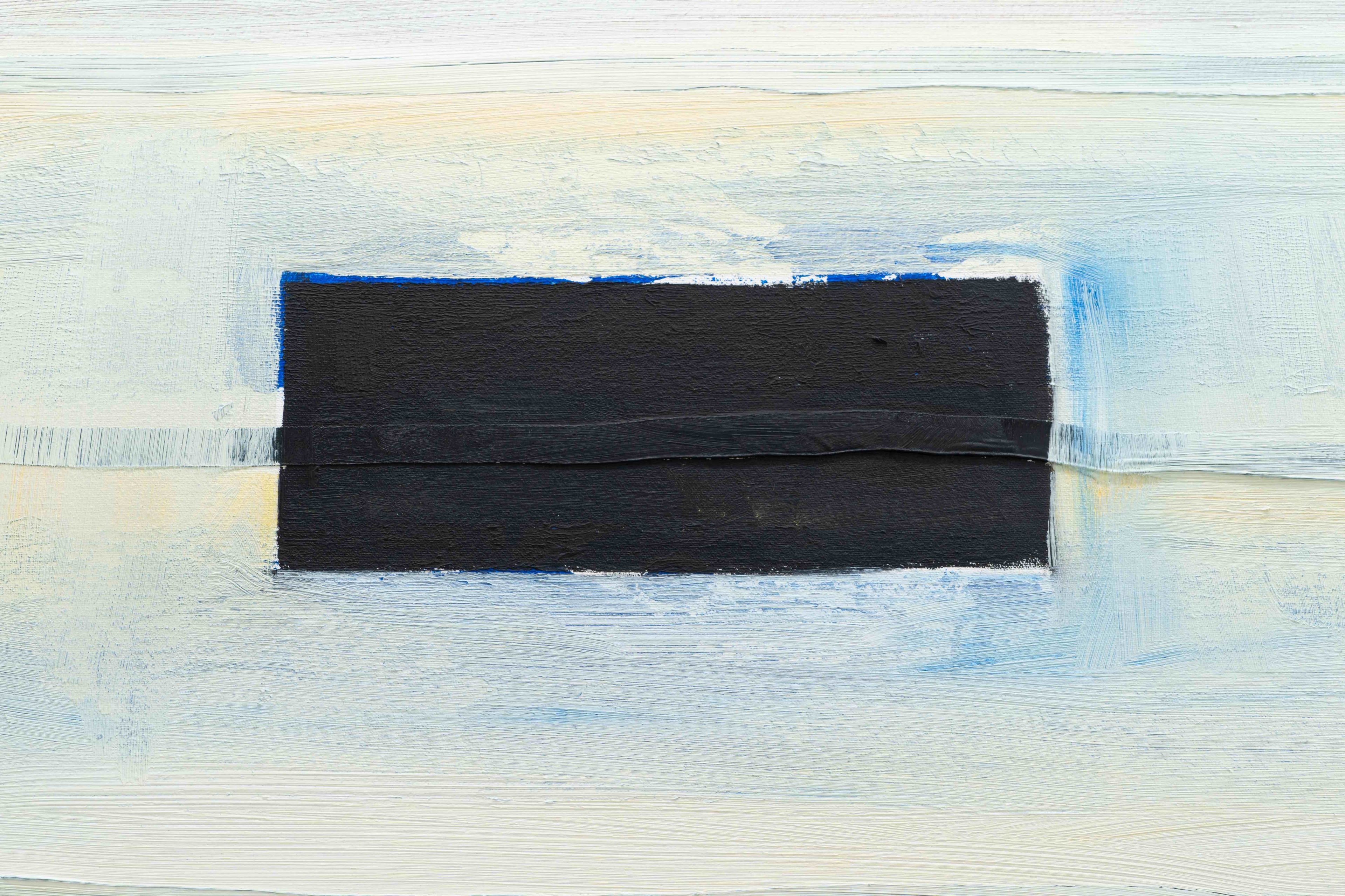 Untitled (six black rectangles on white, yel- low and blue; red lines, black lines, green)
