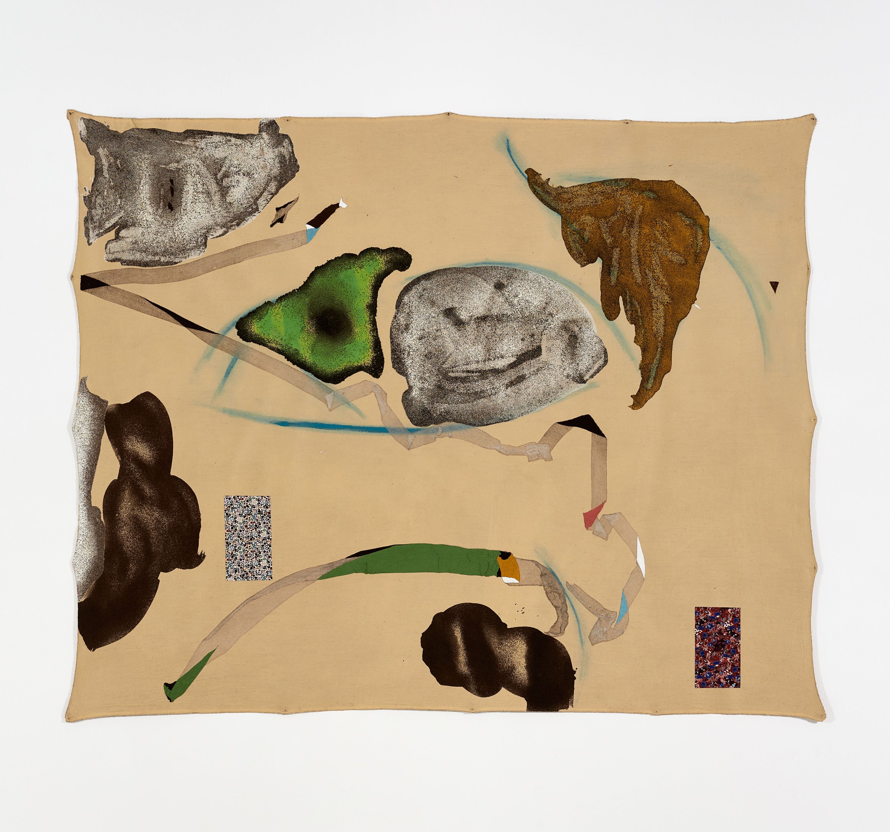 acrylic, ink, 100% cotton, coffee grounds, Bolognese plaster on linen