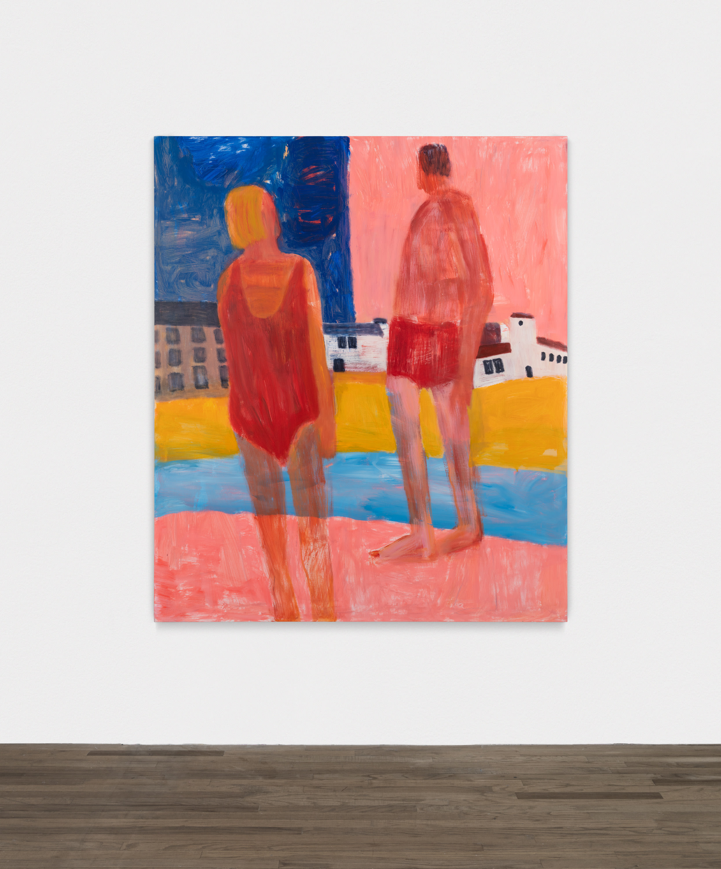 Swimmers by the Town