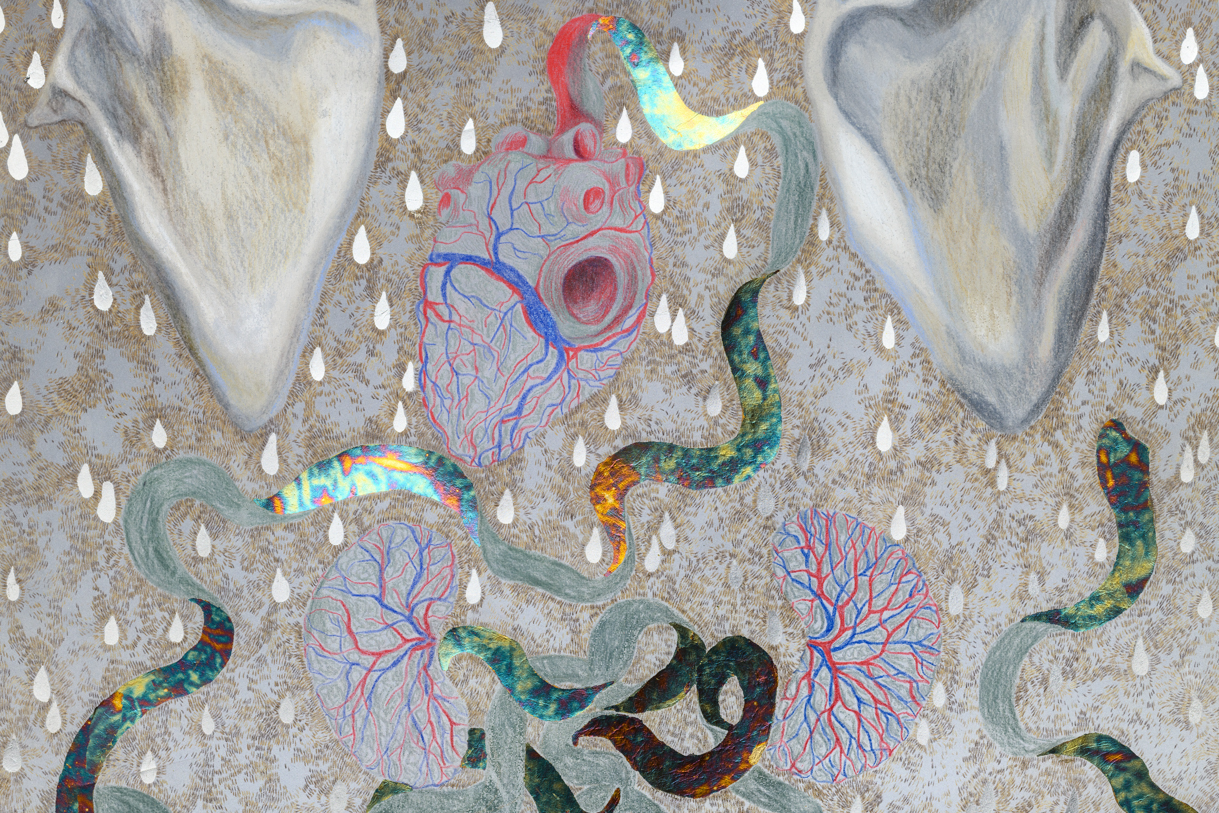 As sewn to the earth