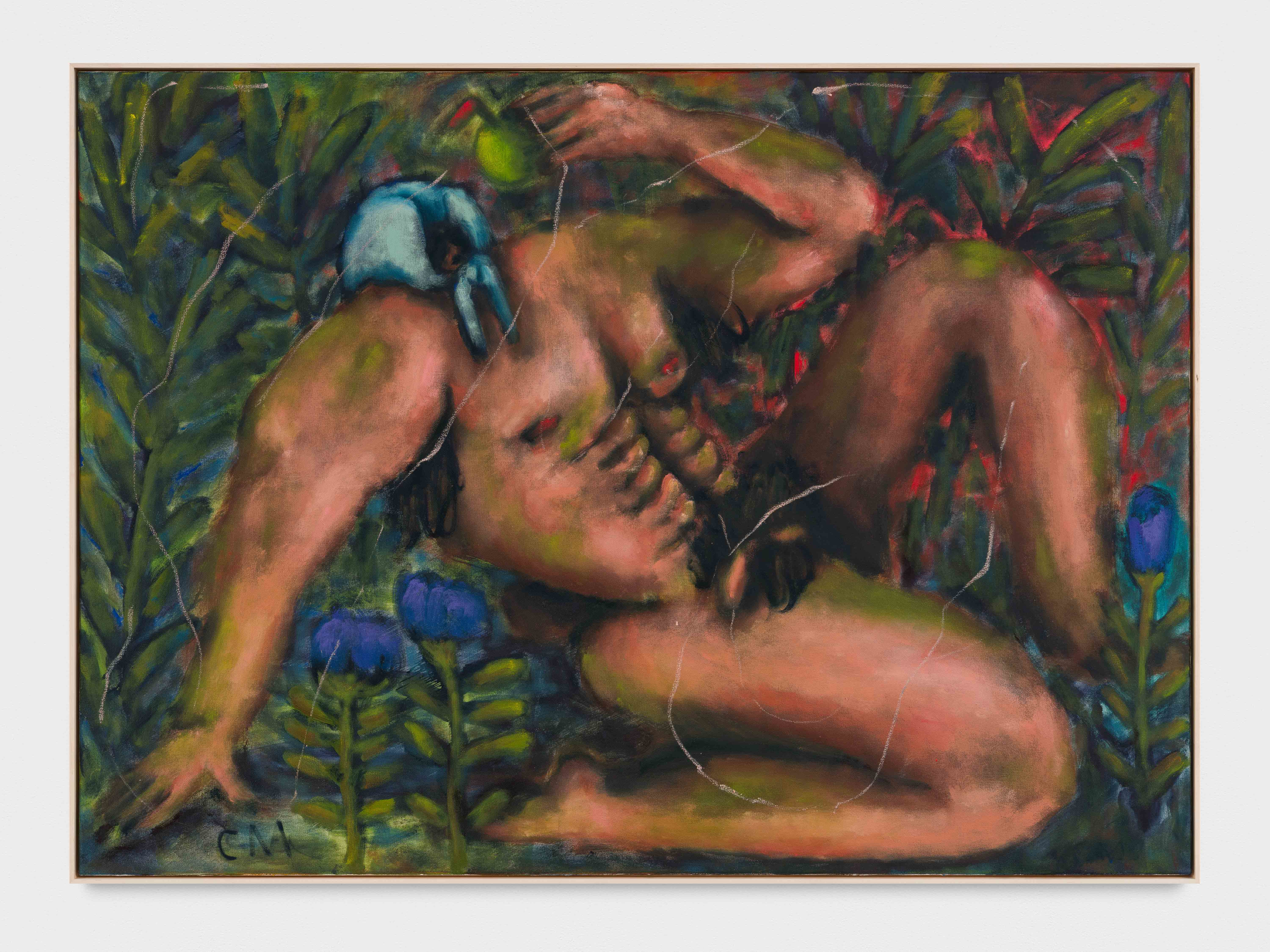 Nudist mit Blumen