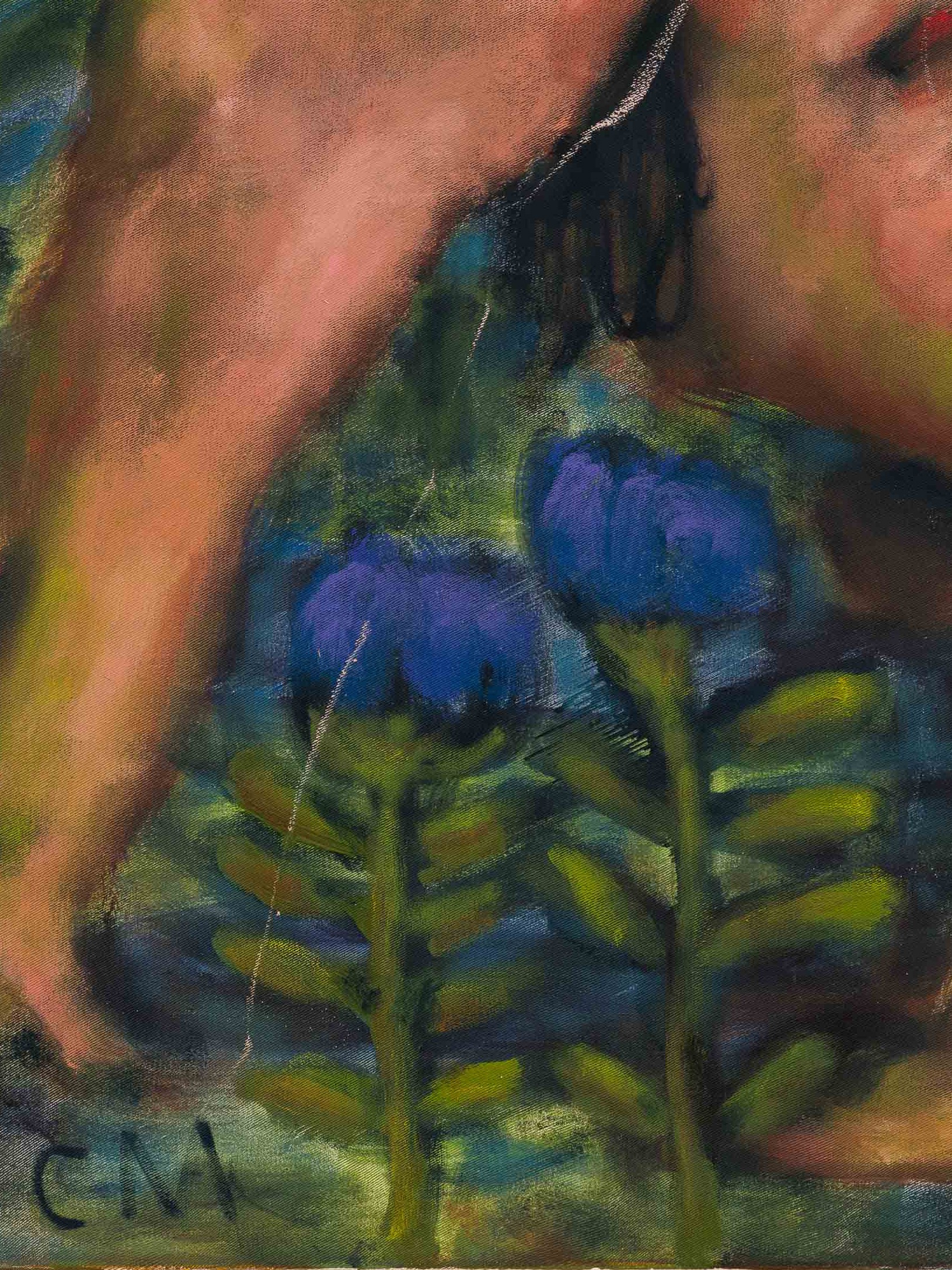 Nudist mit Blumen