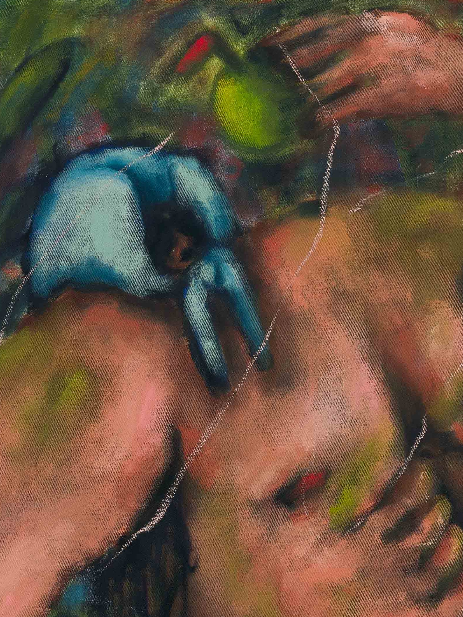 Nudist mit Blumen