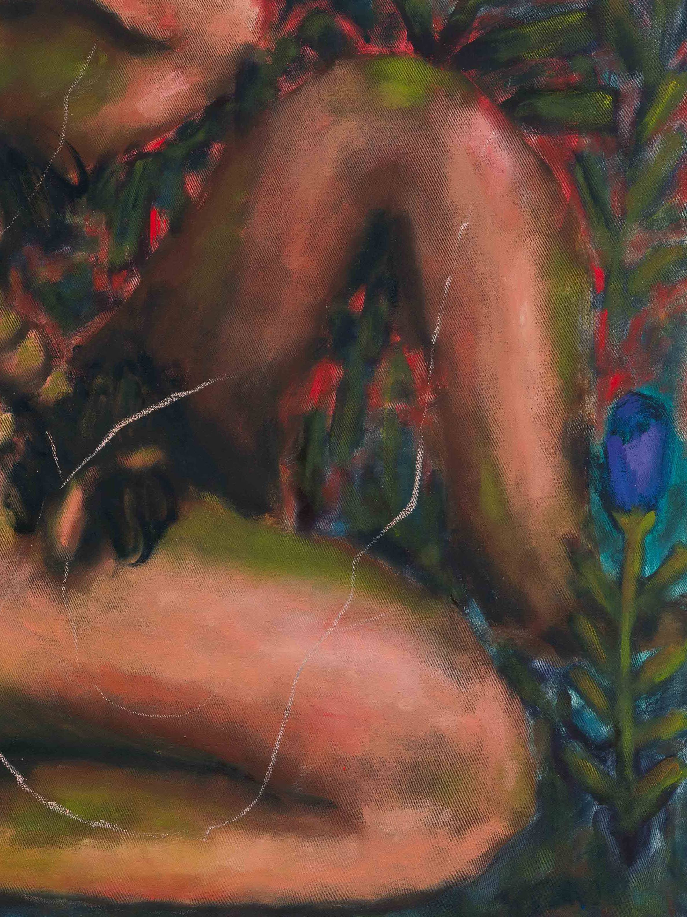 Nudist mit Blumen