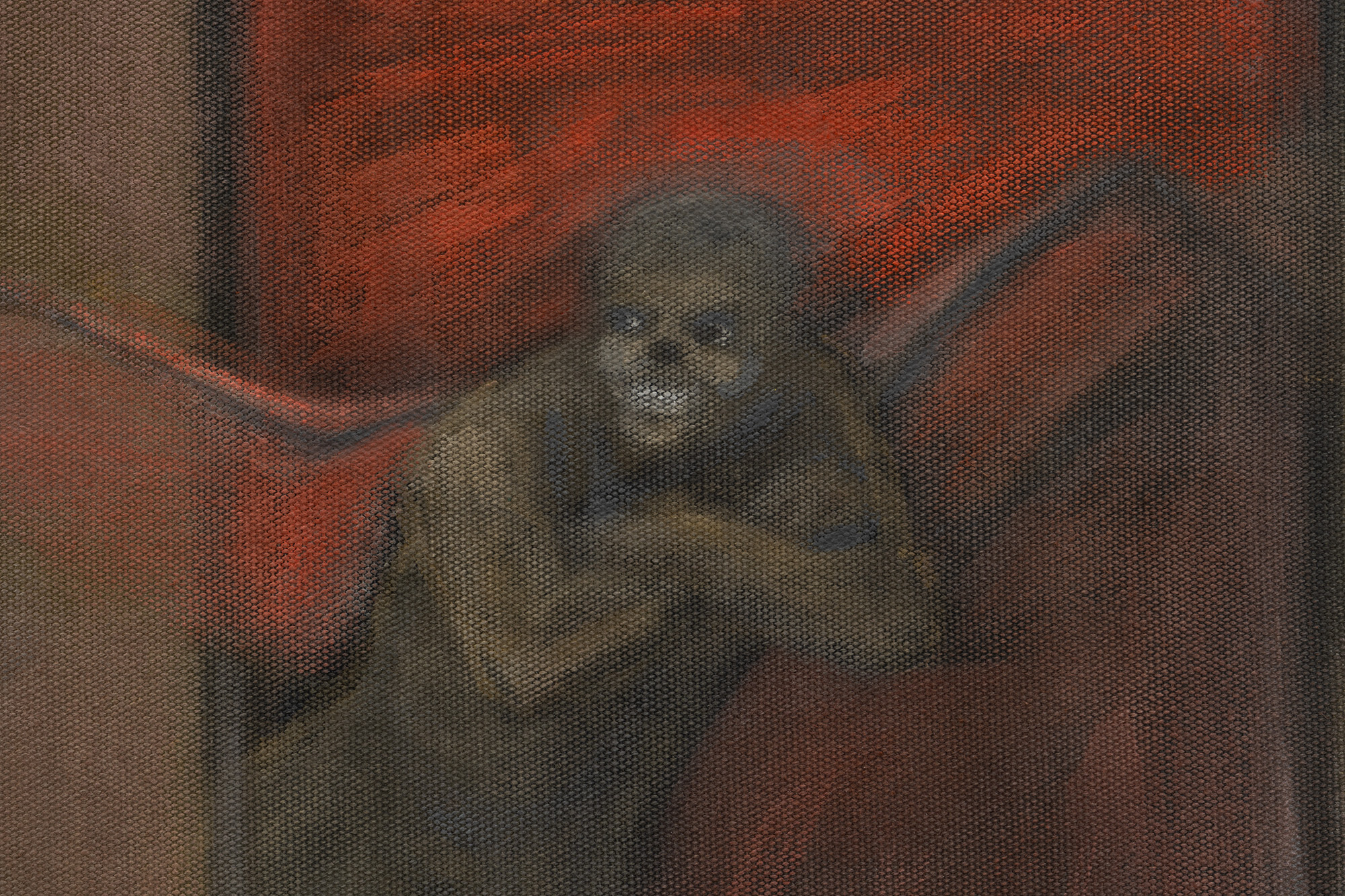 She is whispering "don't run away" (after William Bouguereau: Dante et Virgile)