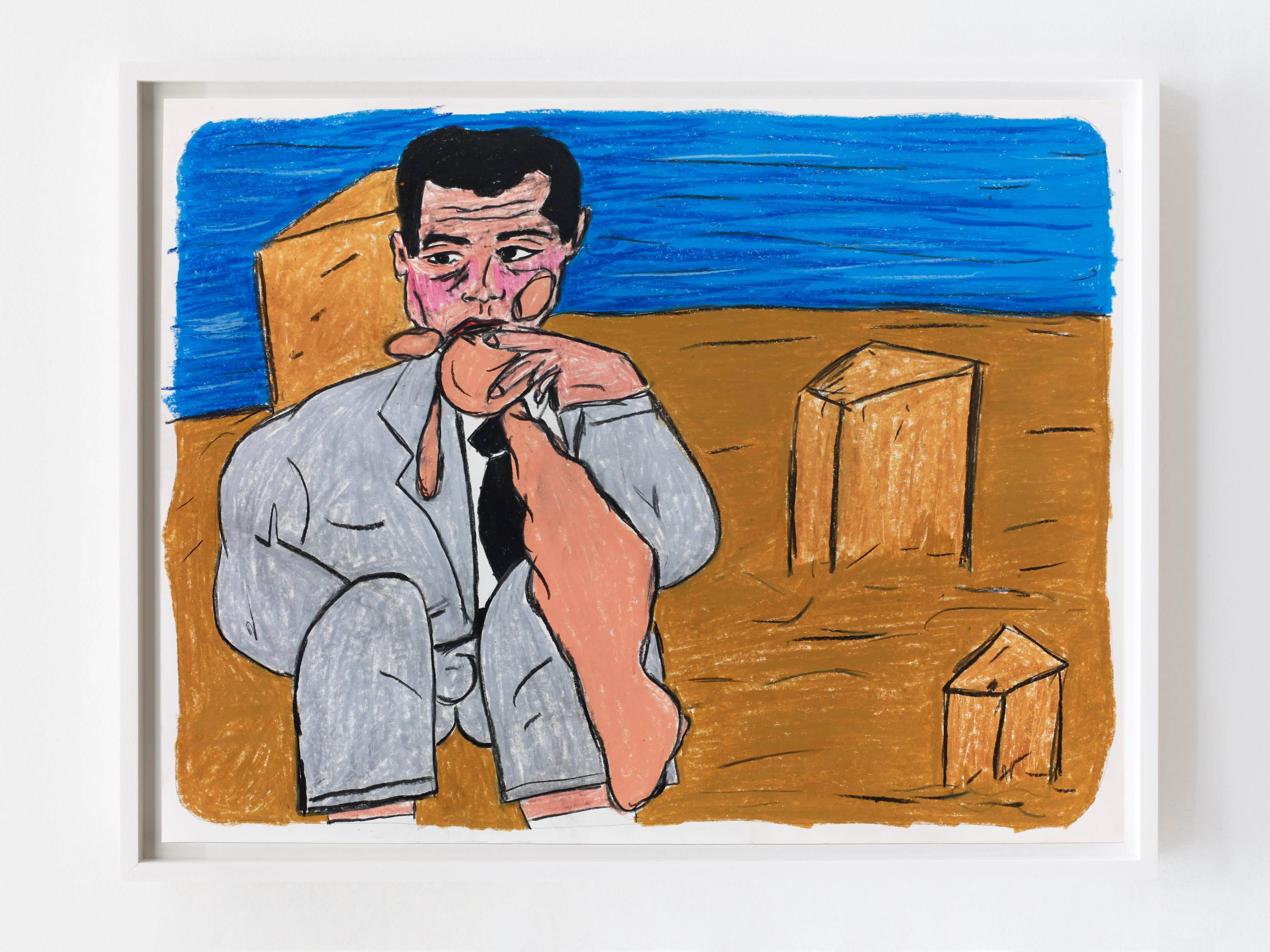 Bedwork / Albert Camus enjoying an Algerian peach in the ruins of Tipaza