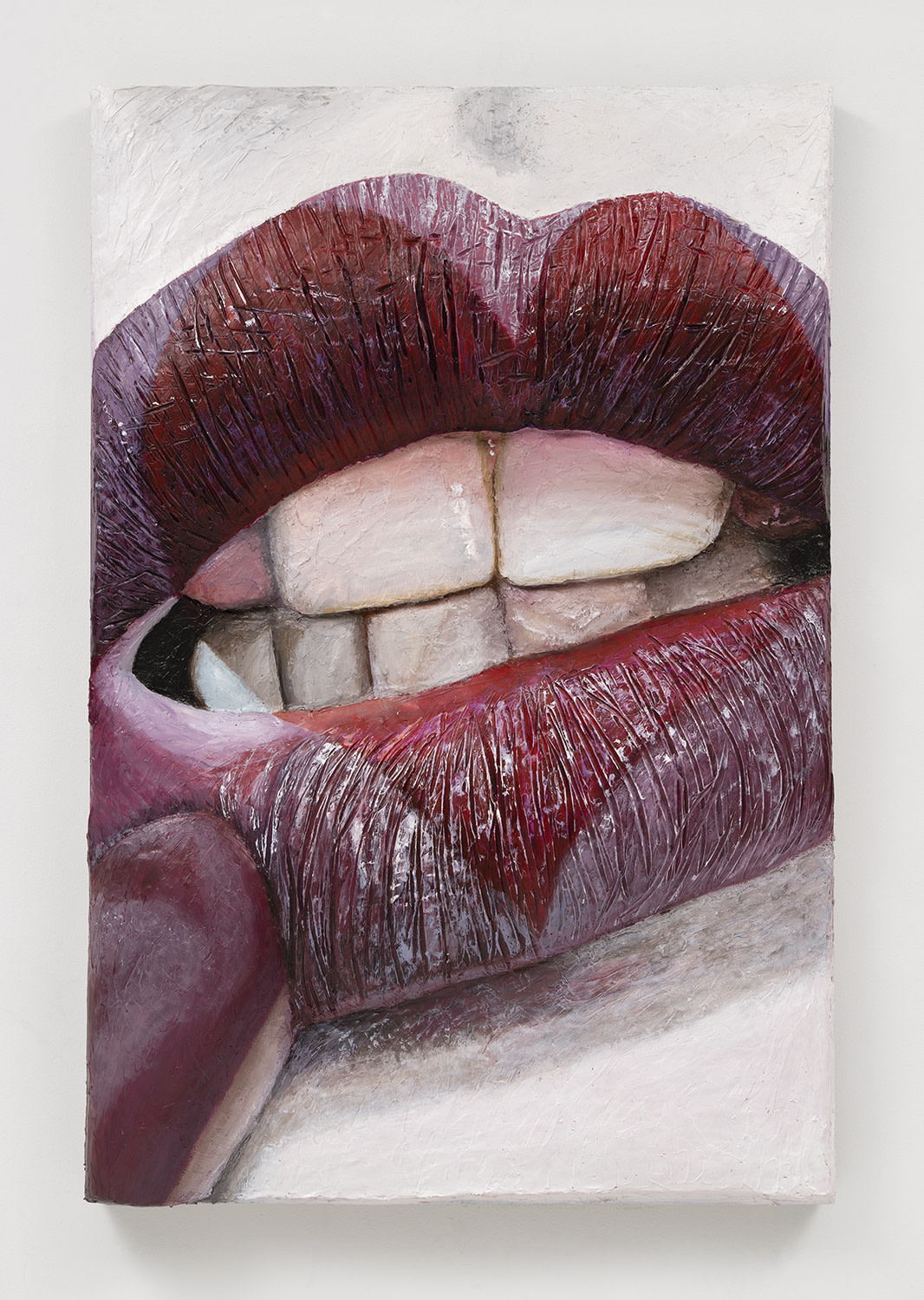 Applying lipstick on heart shape lips