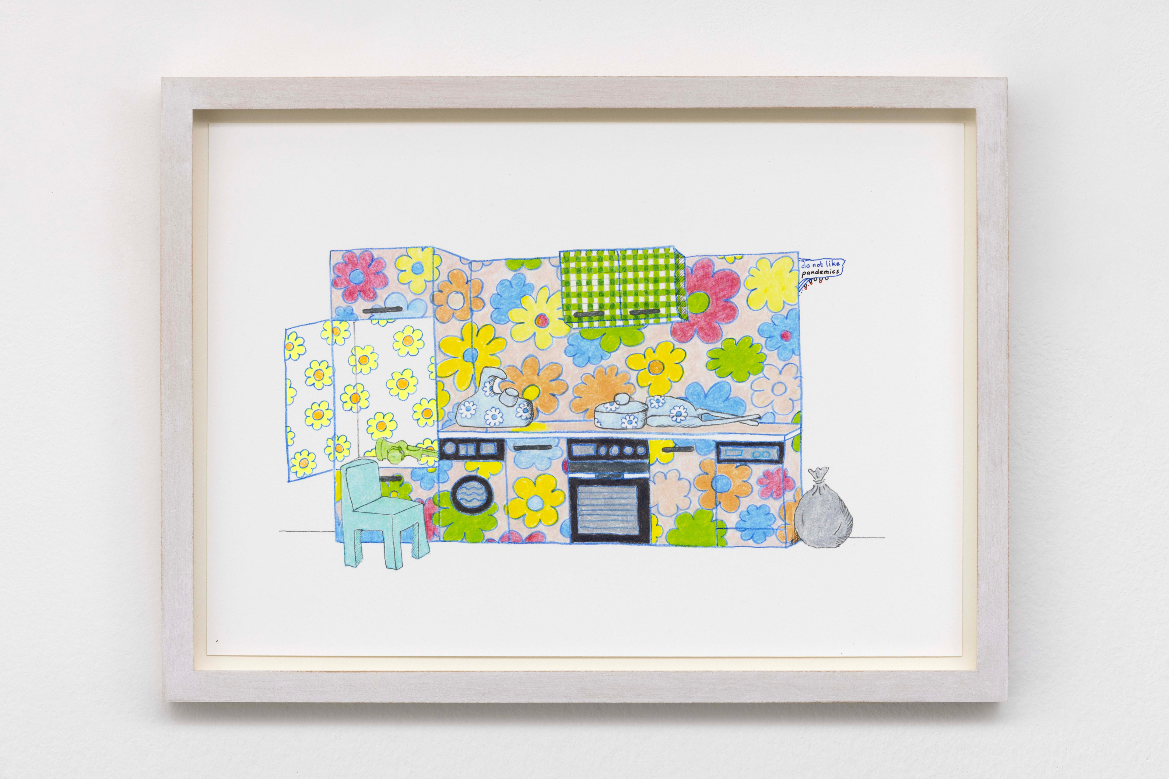 Retro Kitchen (design for various objects, wall painting and mixed media)